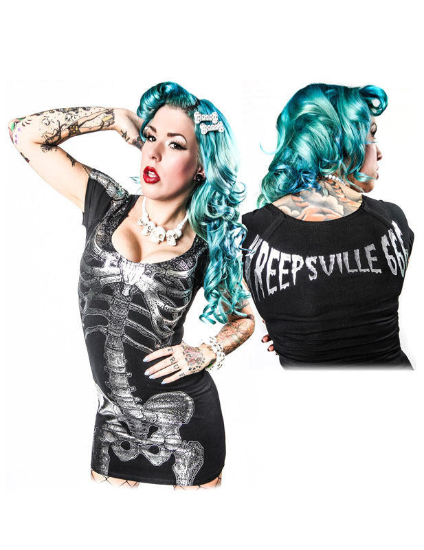 Dámský kostým kostlivce s minišaty