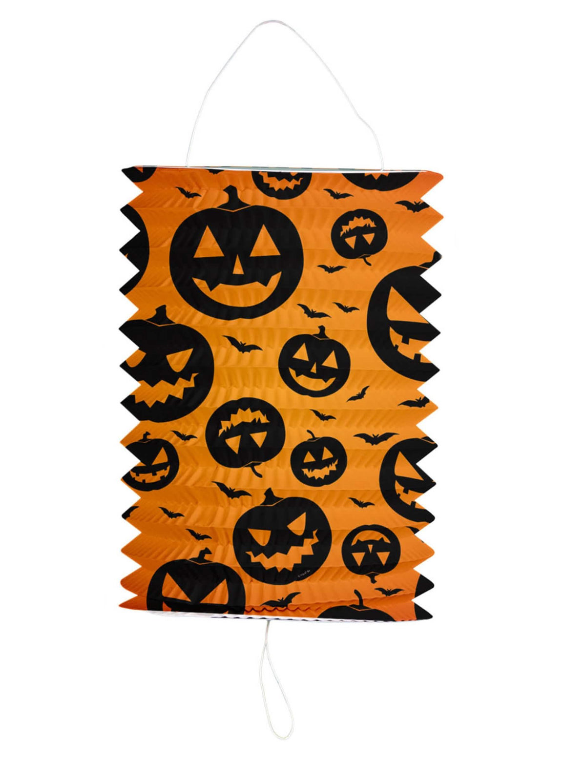 Papírový lampion ve tvaru dýně na halloween, oranžová, s motivy netopýři