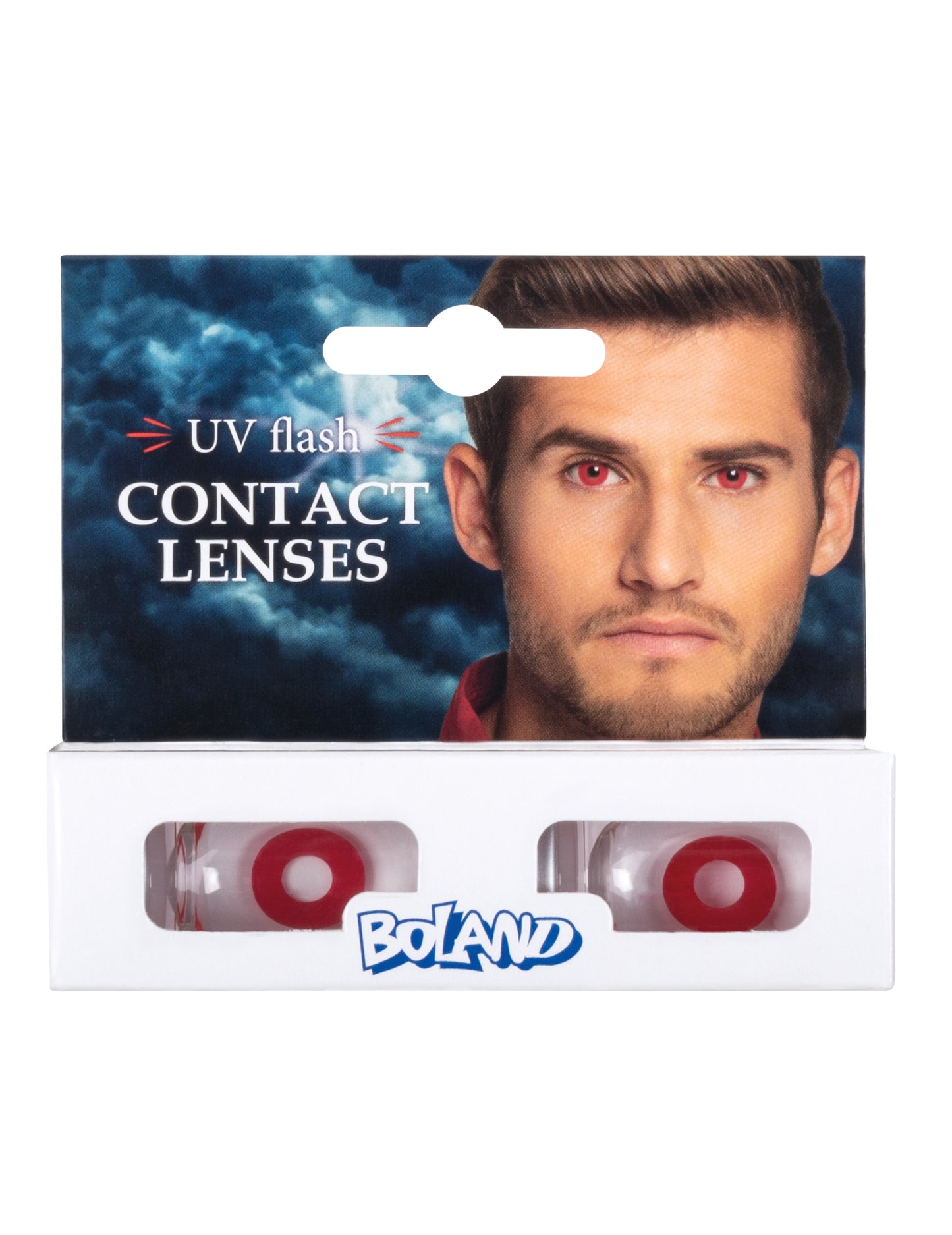 Červené UV efektní kontaktní čočky bez dioptrie pro dospělé