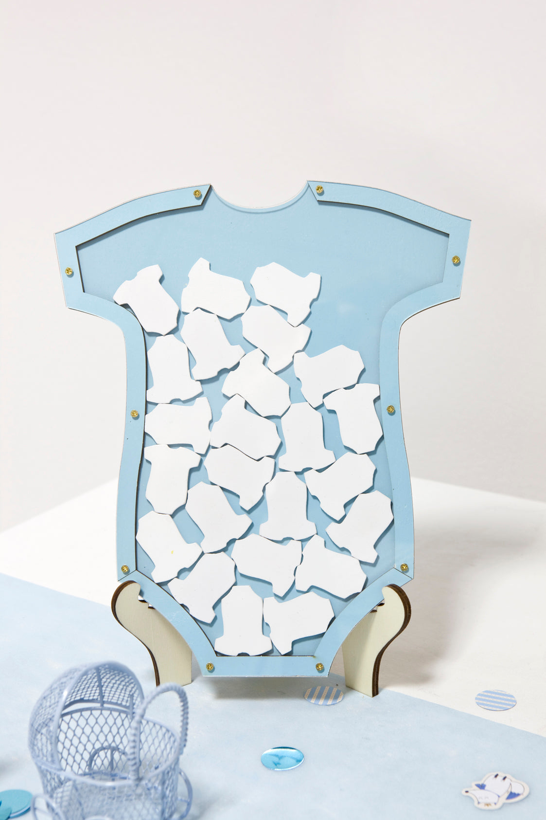 Kniha návštěv modrý rám těla 24 dřevěných dílků