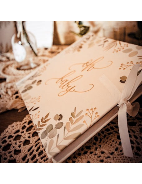 Oh baby eukalyptový kov a zlatá kniha hostů 22 x 19 cm 68 stran