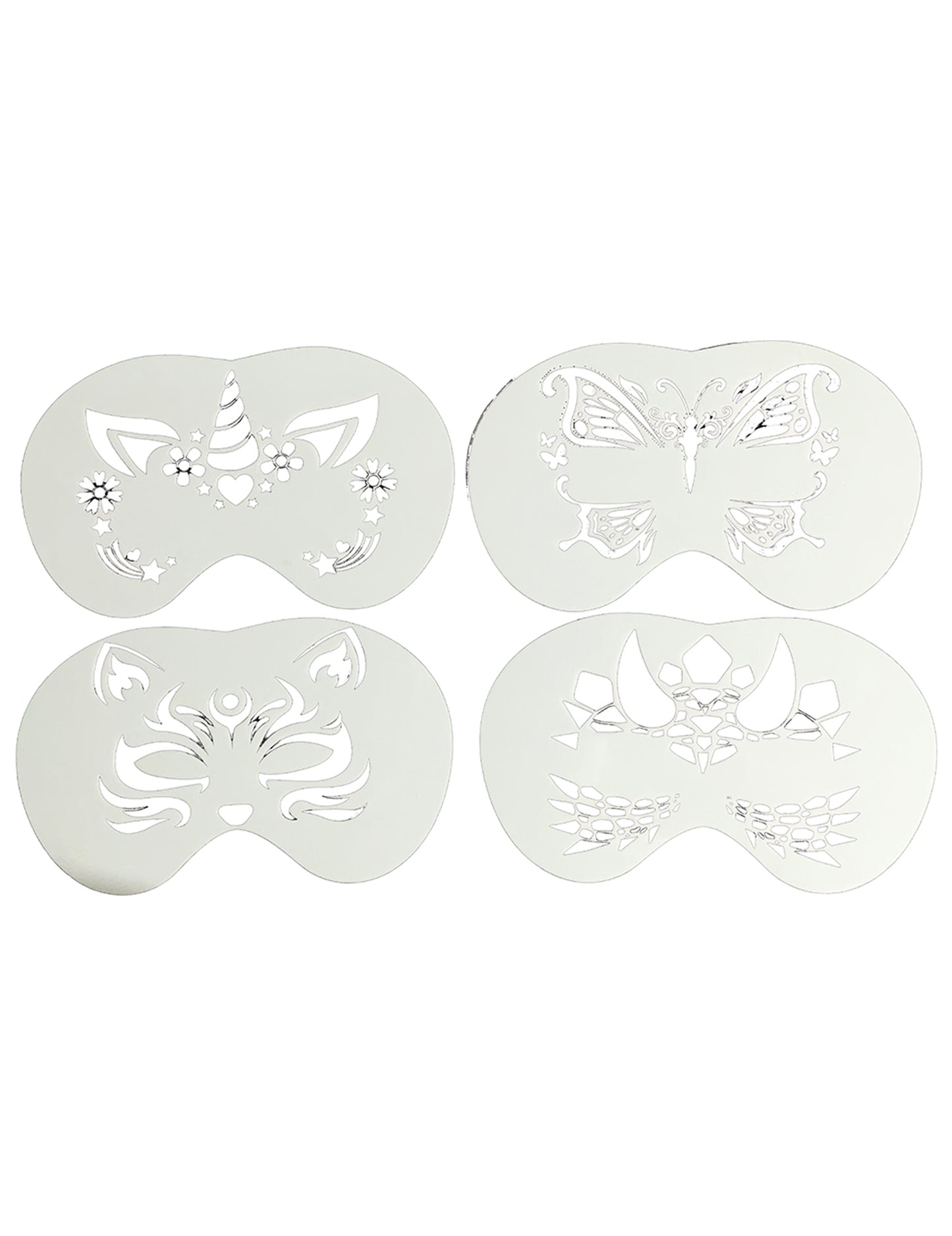 Sada 4 šablon na malování na obličej se zvířaty pro děti