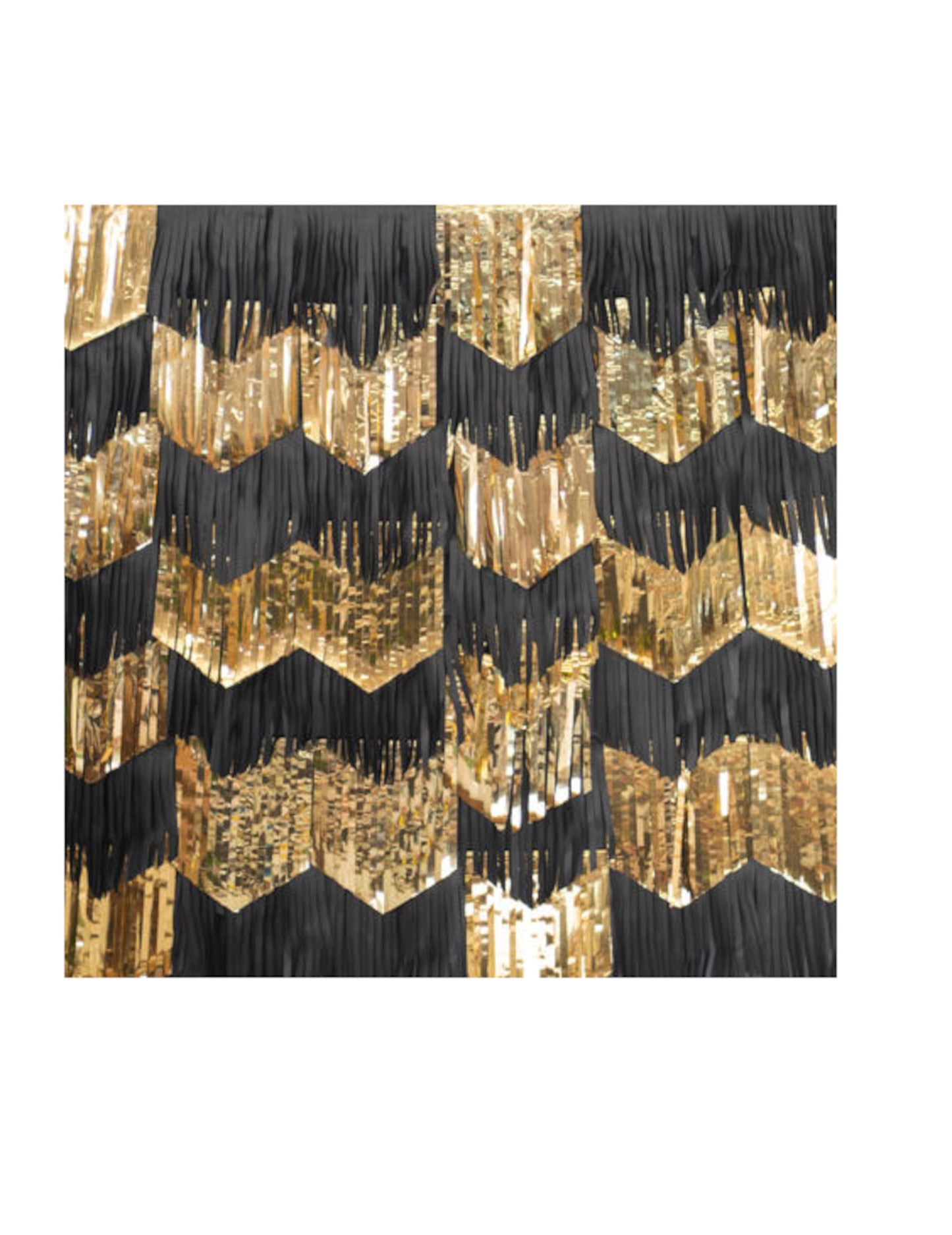 Sada 7 černo-zlatých střapcových girland 2m