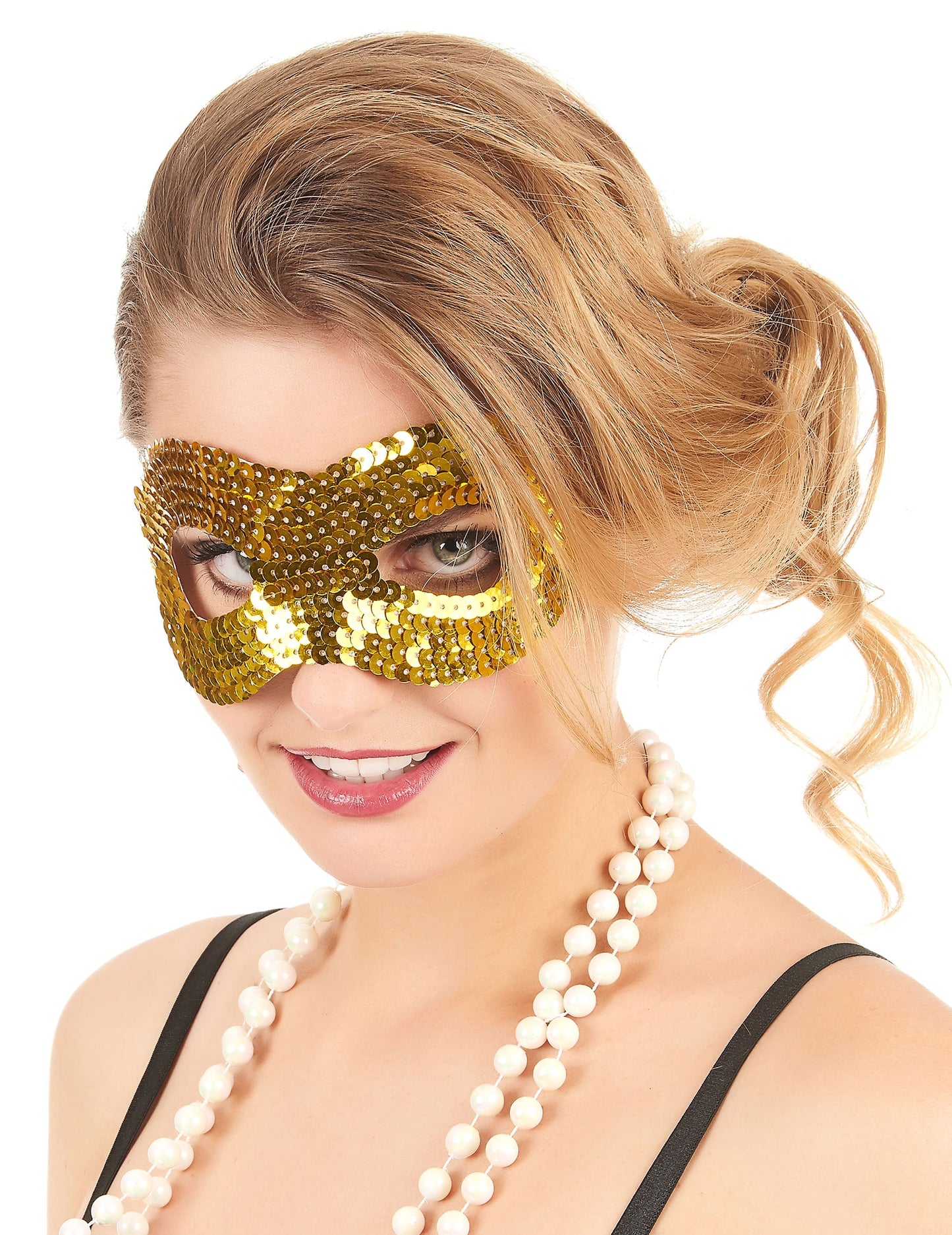 Loup avec sequins pour adulte doré
