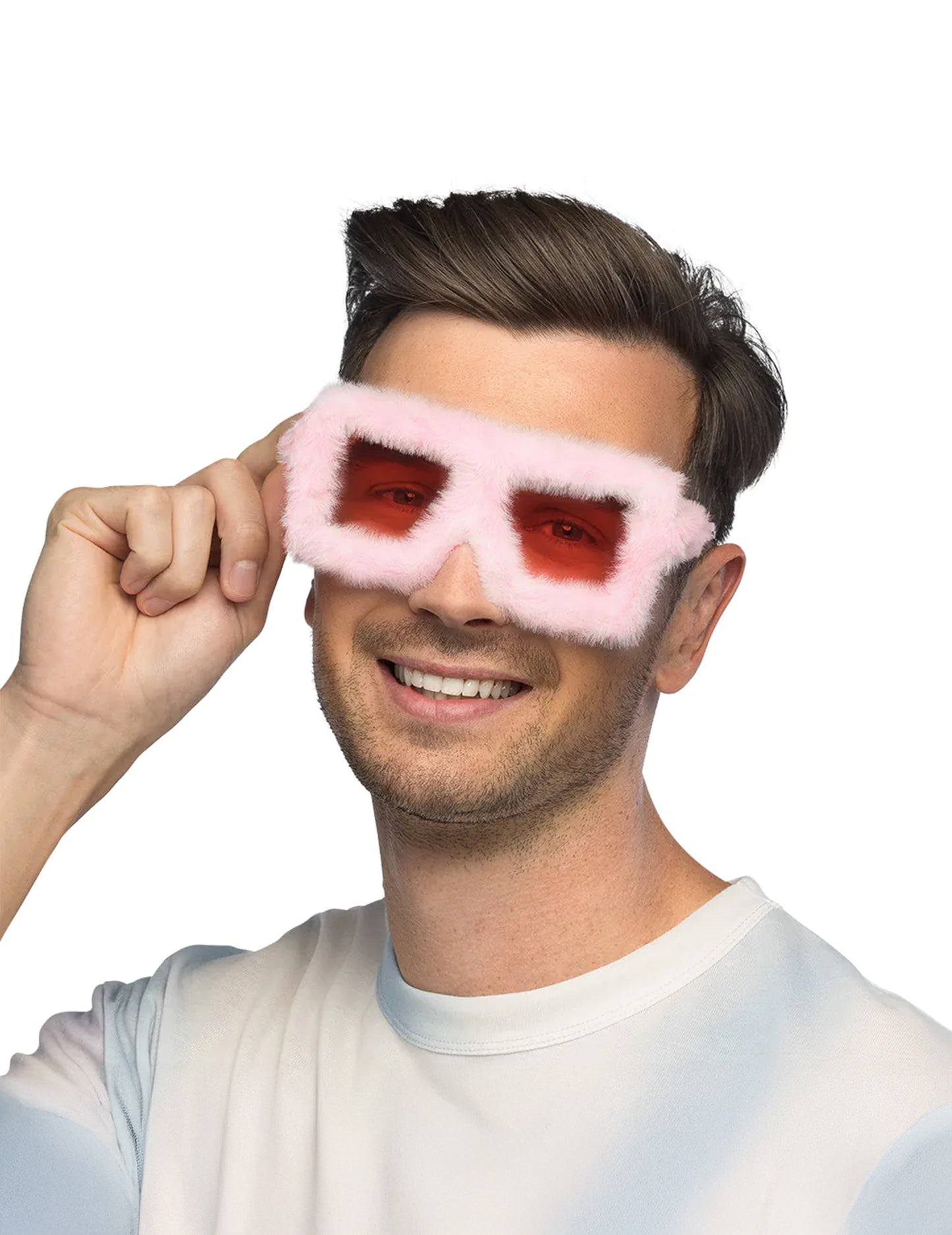 Lunettes de fête en peluche rose adulte