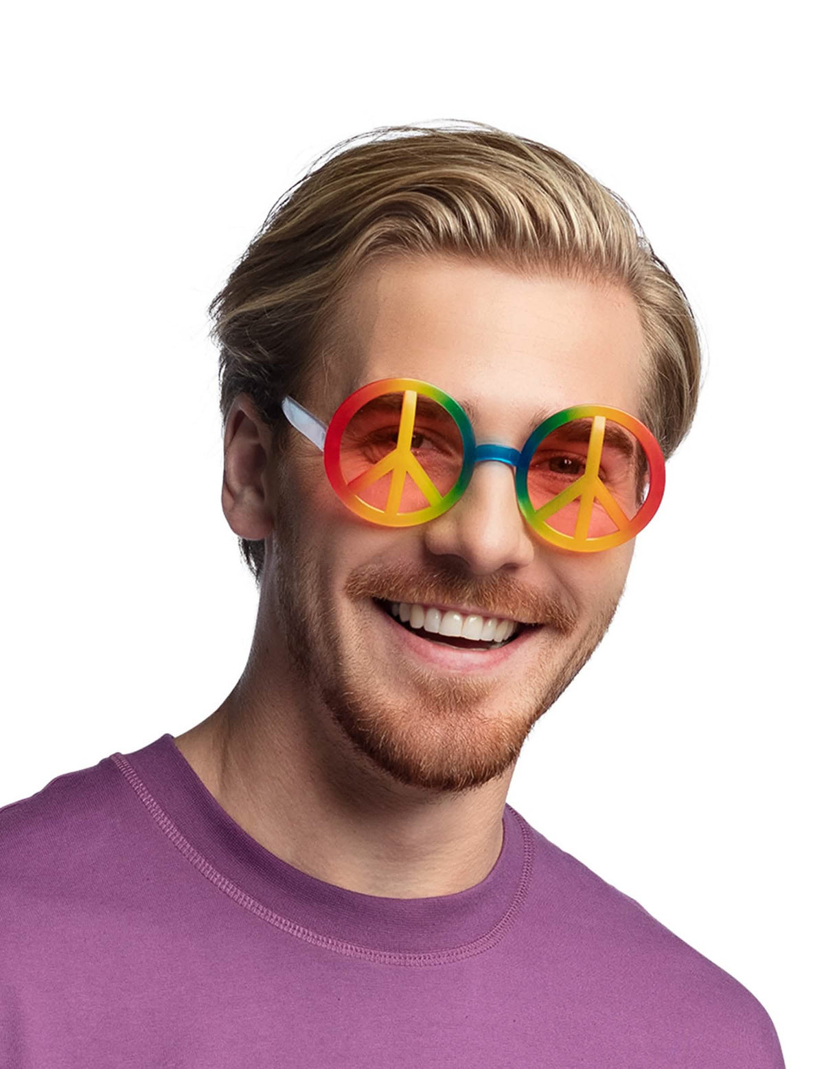 Detail na duhových sklech hippie brýlí pro dospělého