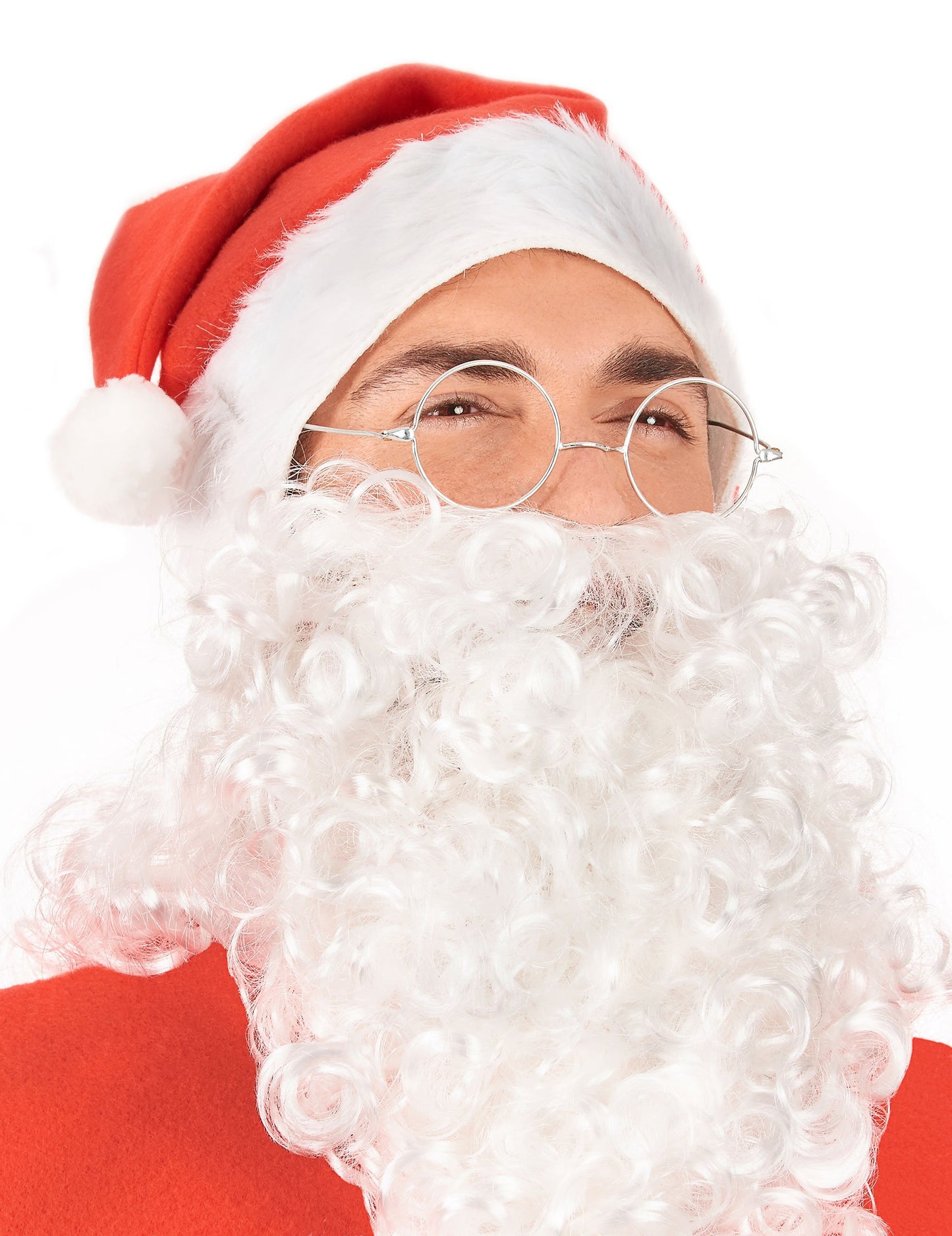 Detail kulatých brýlí Santa Clause pro dospělé