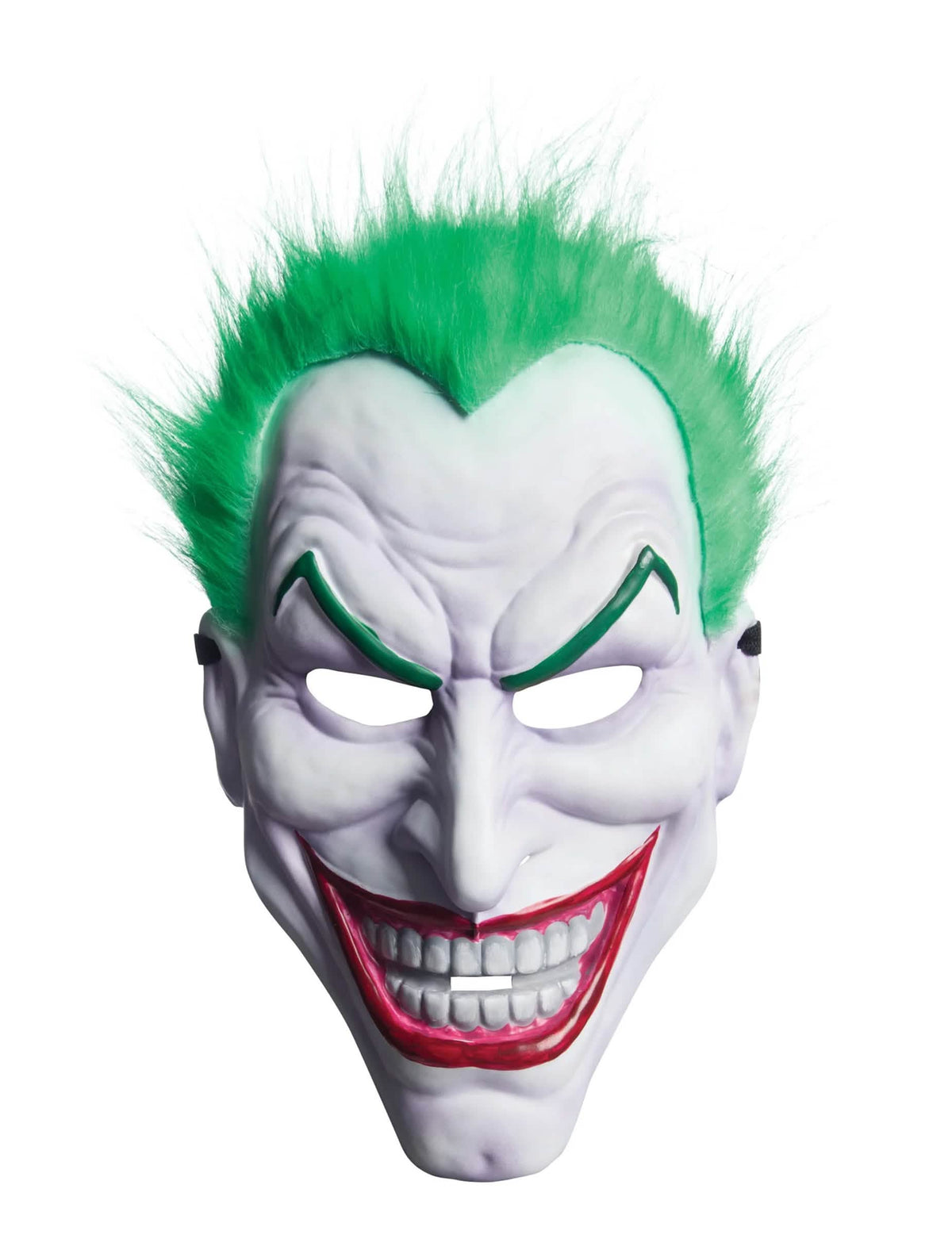 Pohled zepředu na masku s parukou Joker pro dospělý
