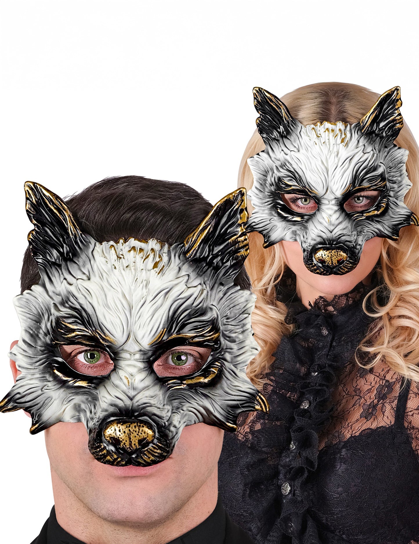 Masque de loup à dorures adulte