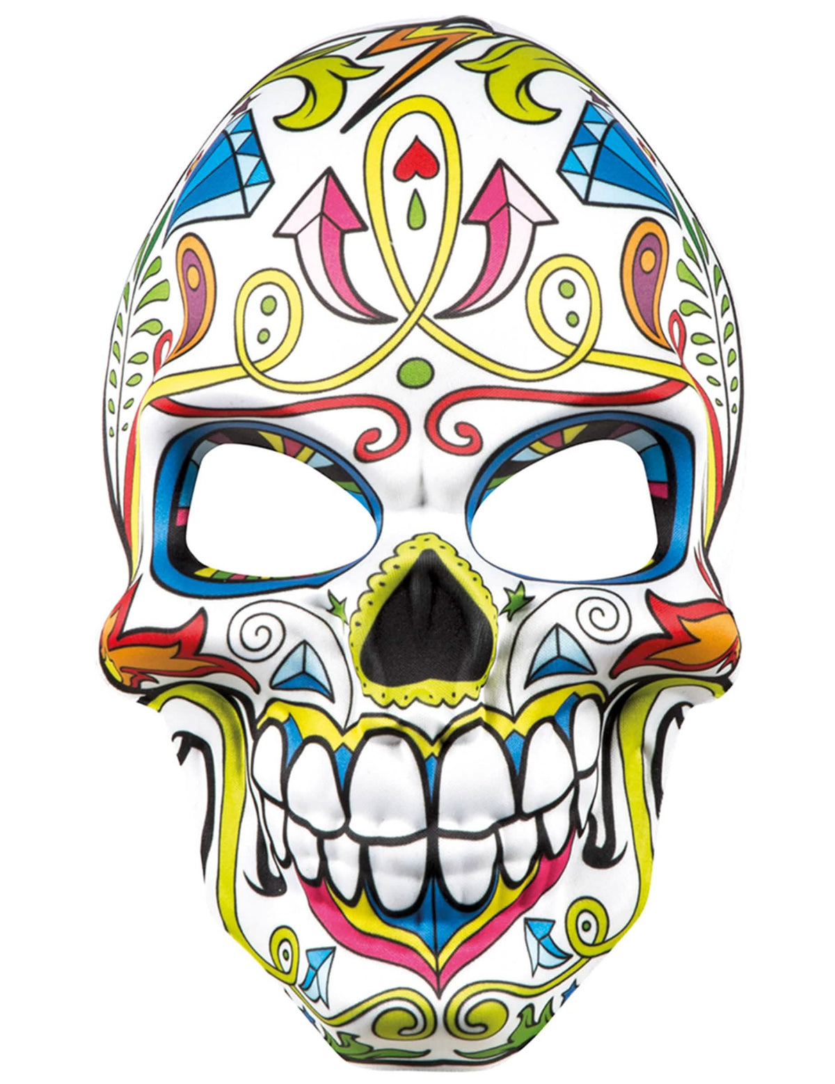 Pohled zepředu na masku dia de los muertos