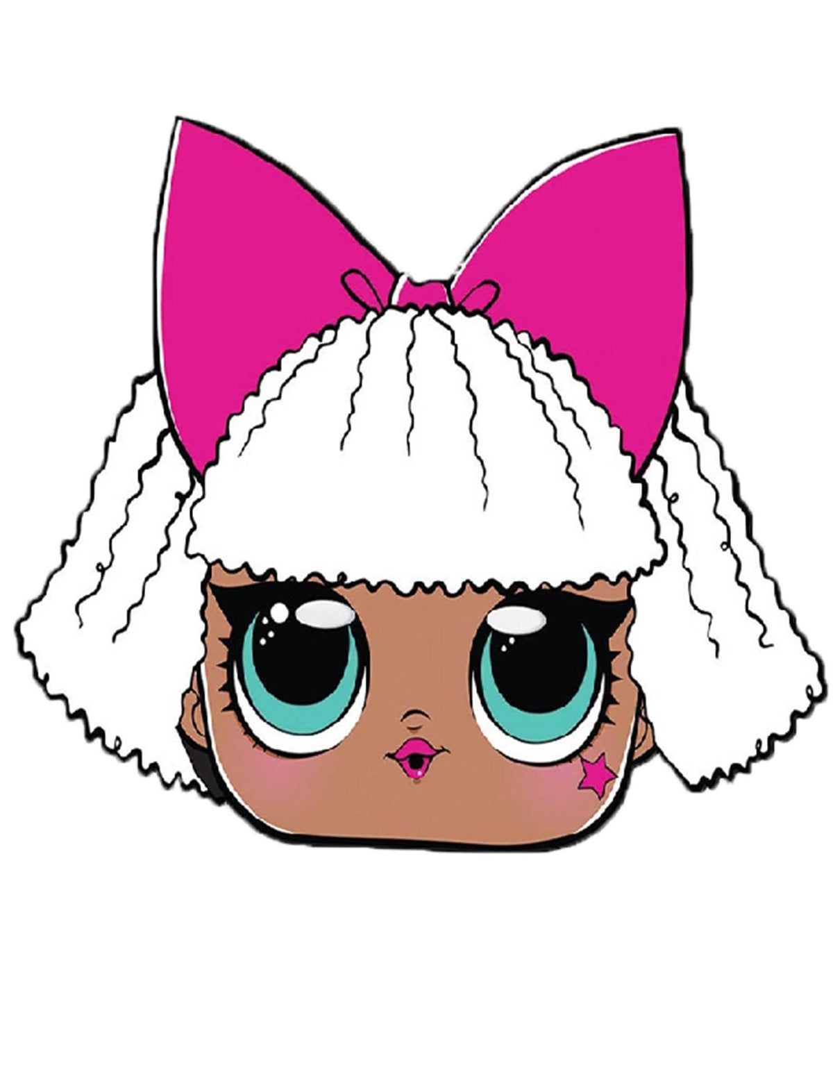 Kartonová maska Diva LOL Surprise pro dítě bílá a růžová s mašlí