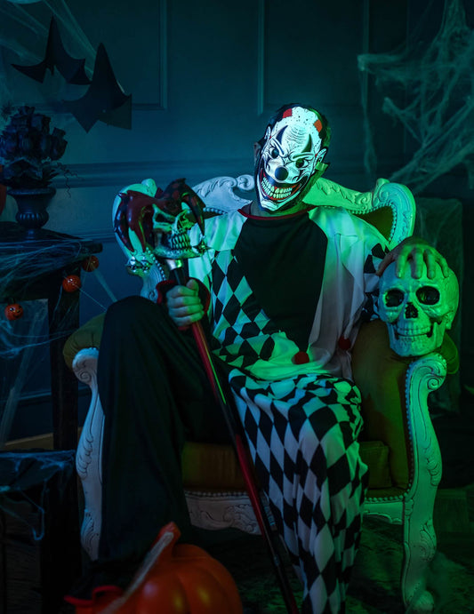 Mise en situation du masque joker lumineux pour adulte