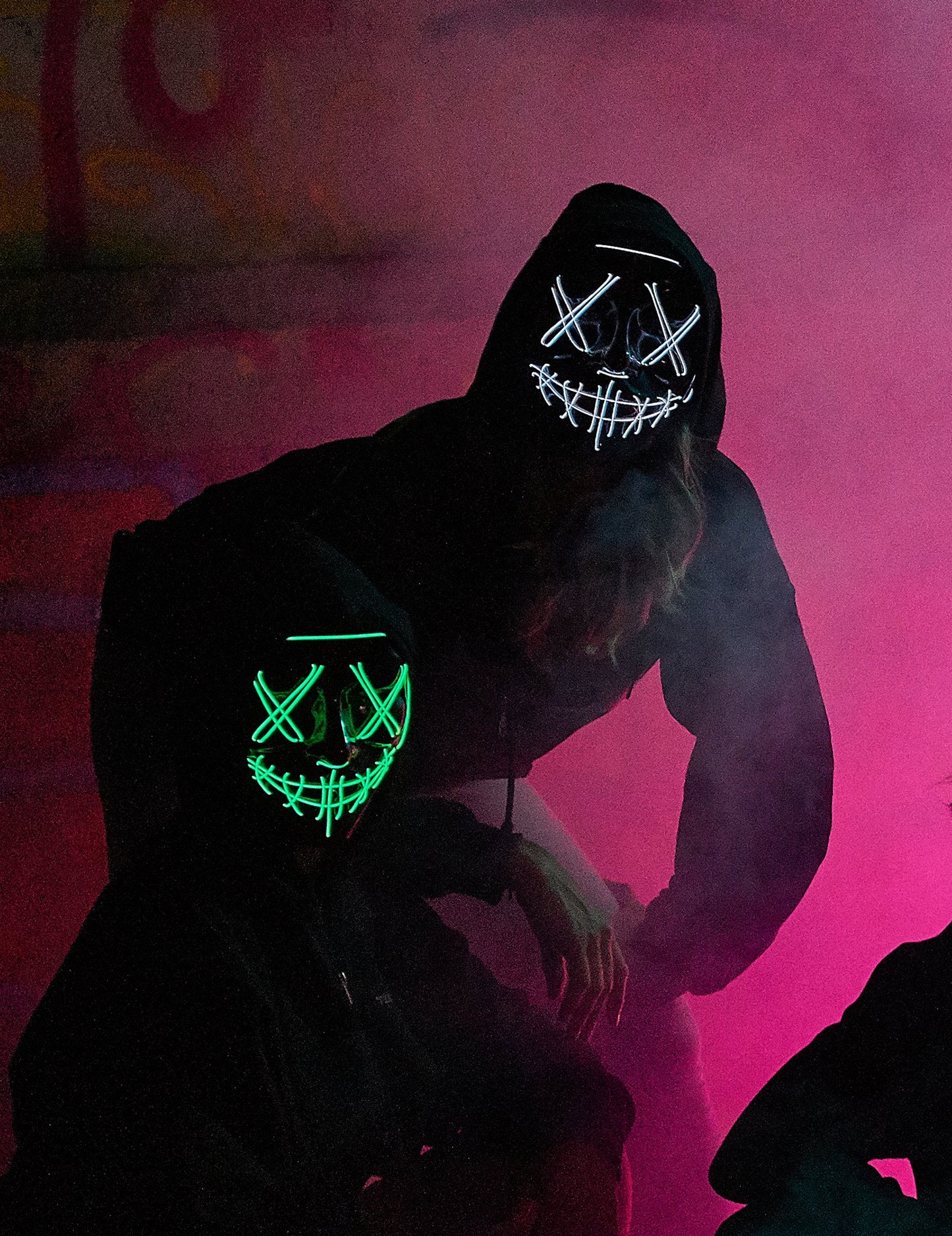 Zelená svítící LED maska pro dospělé