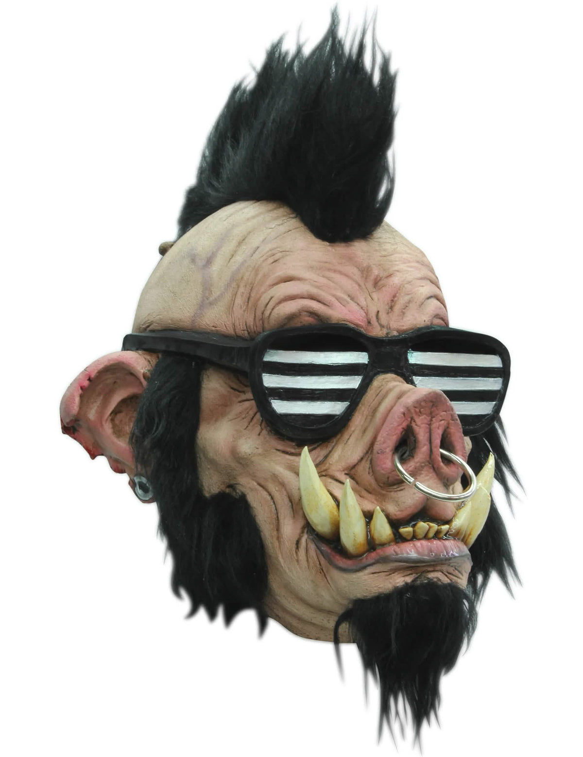 Punk maska divočáka pro dospělý béžová a černá s brýlemi a hřebenem