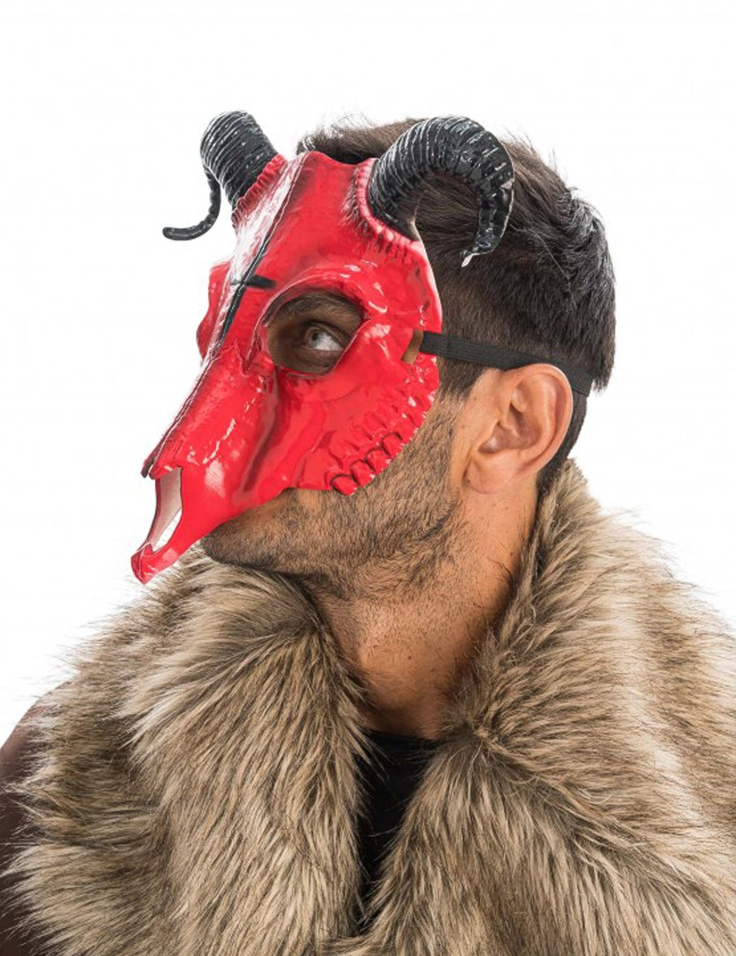 Masque squelette démon à cornes rouge adulte