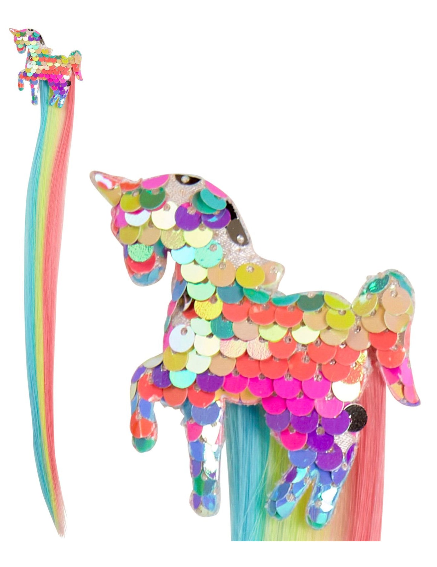 Vícebarevný flitrovaný jednorožčí pramen vlasů