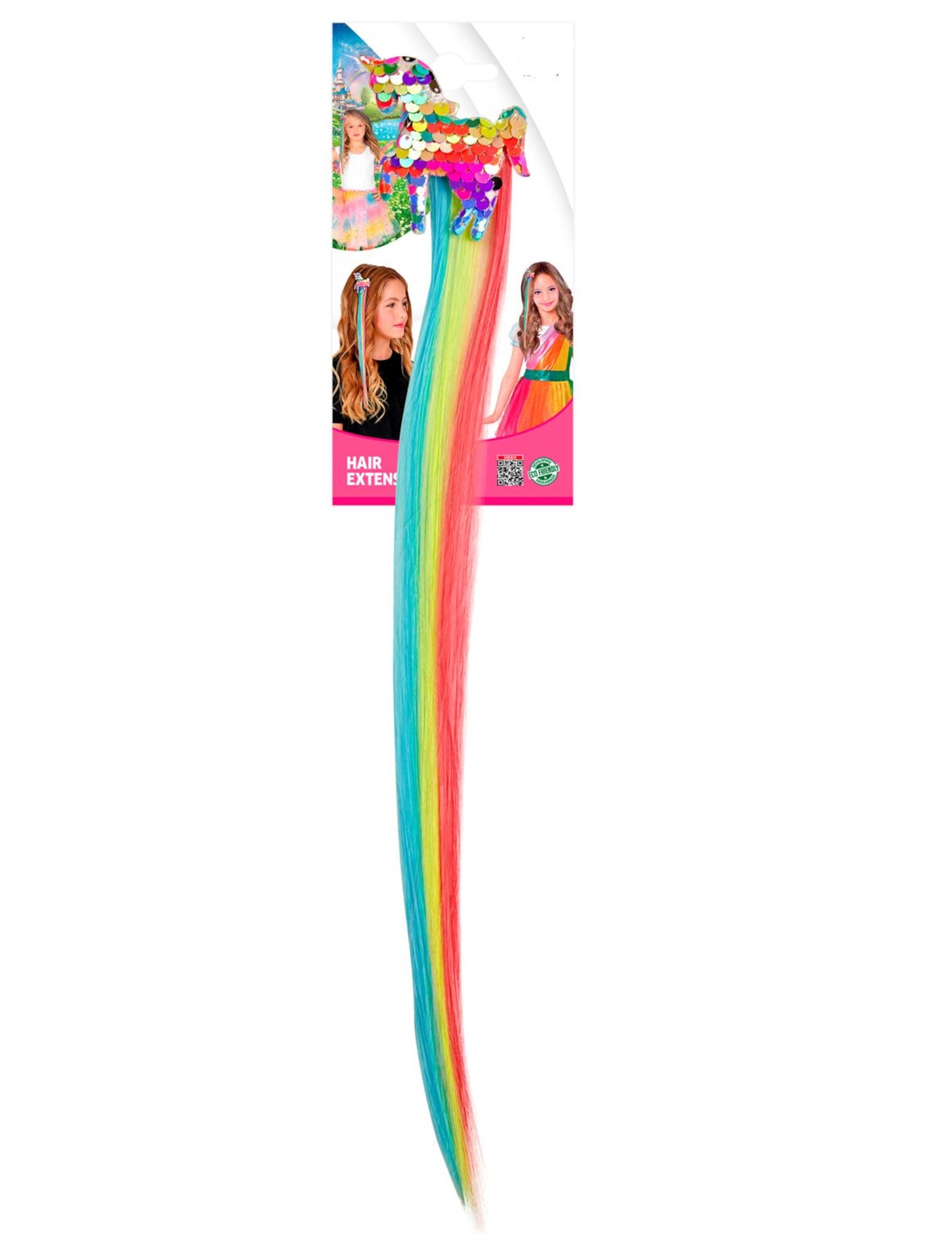 Vícebarevný flitrovaný jednorožčí pramen vlasů