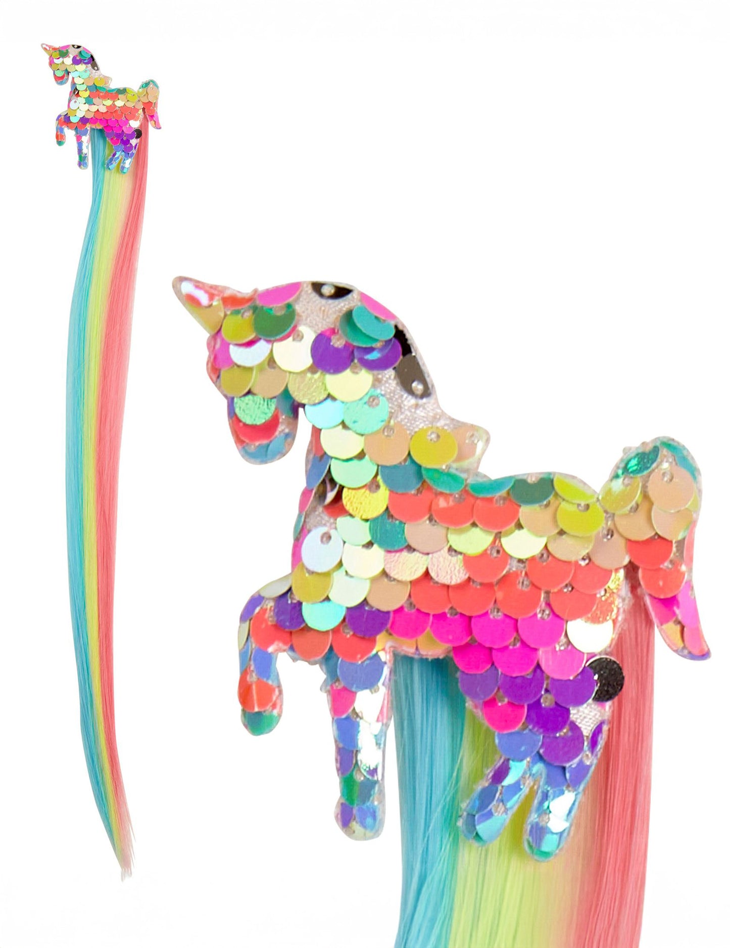 Vícebarevný flitrovaný jednorožčí pramen vlasů