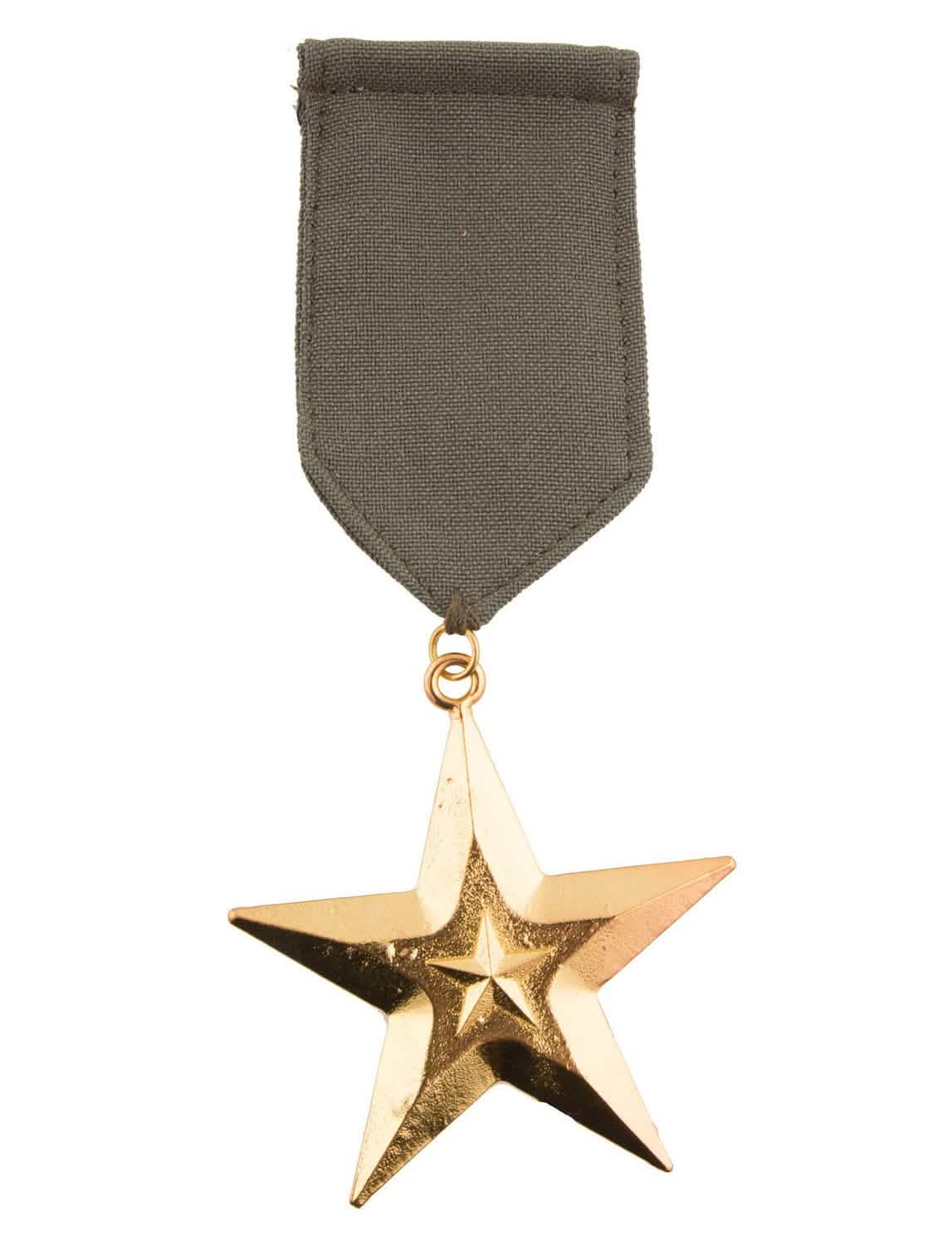 Zlatá vojenská medaile pro dospělý s khaki stuhou