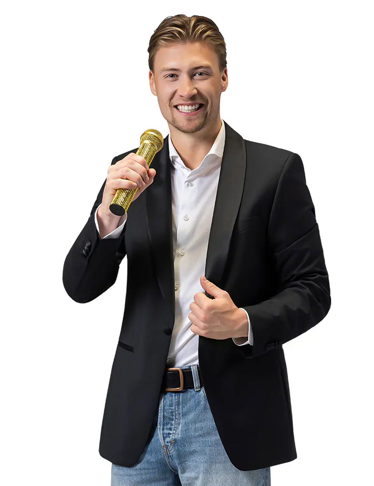 Mikrofon se zlatými kamínky 23 cm
