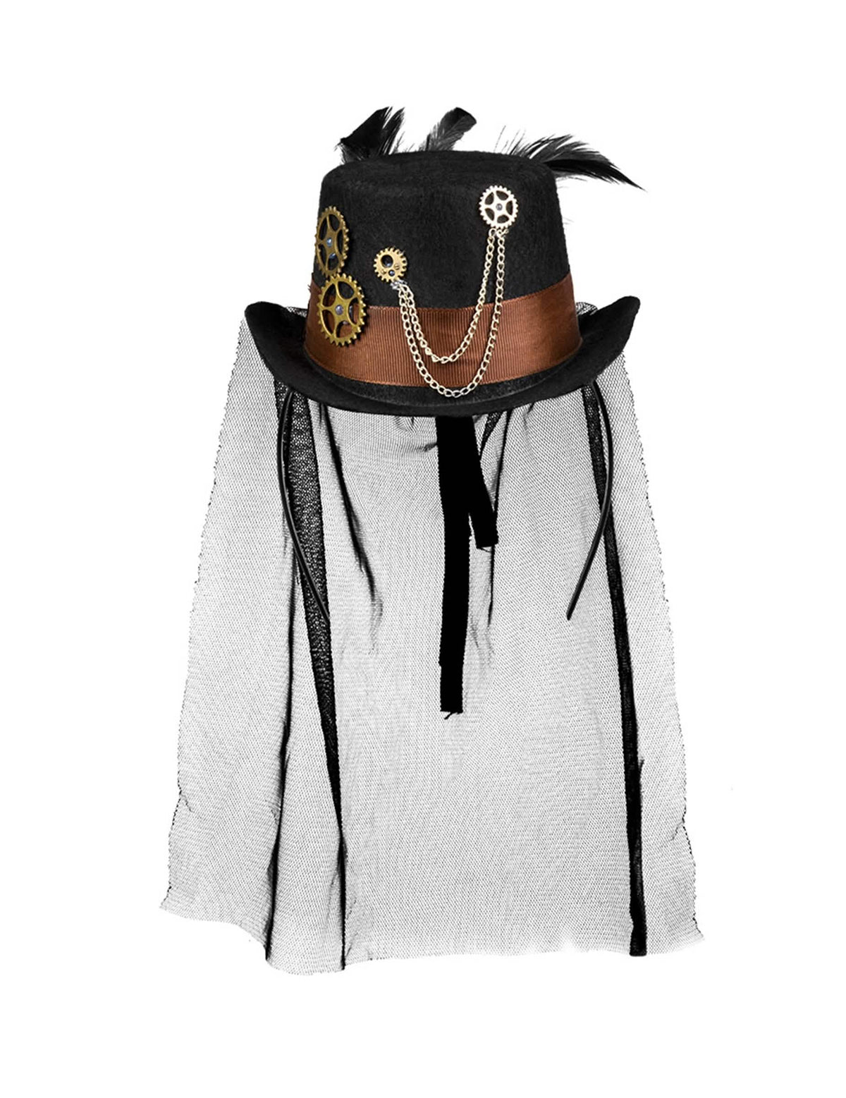 Černý závoj mini steampunk kloboučku pro ženu
