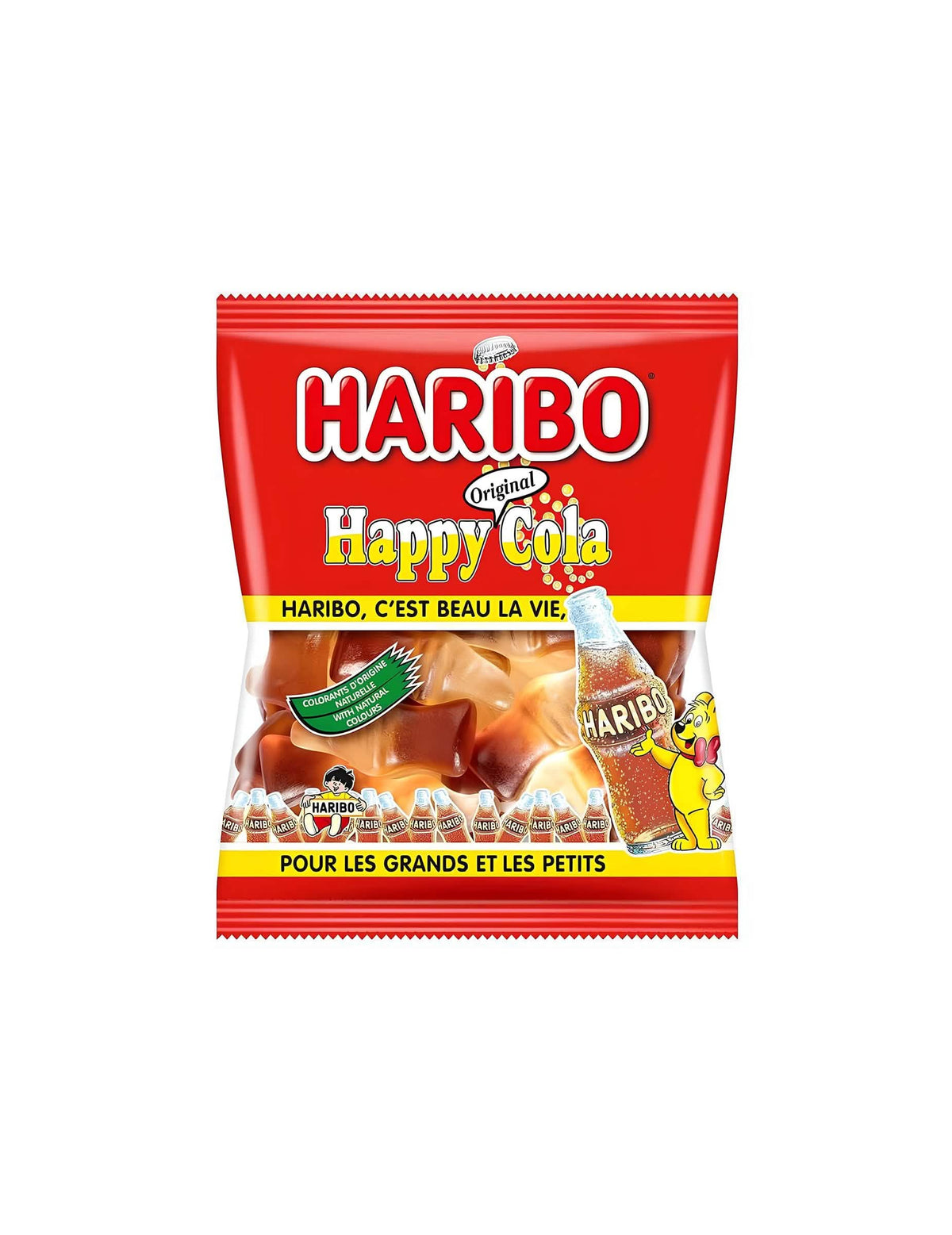 Sáček bonbonů Haribo Happy Cola pro dítě a dospělý červená