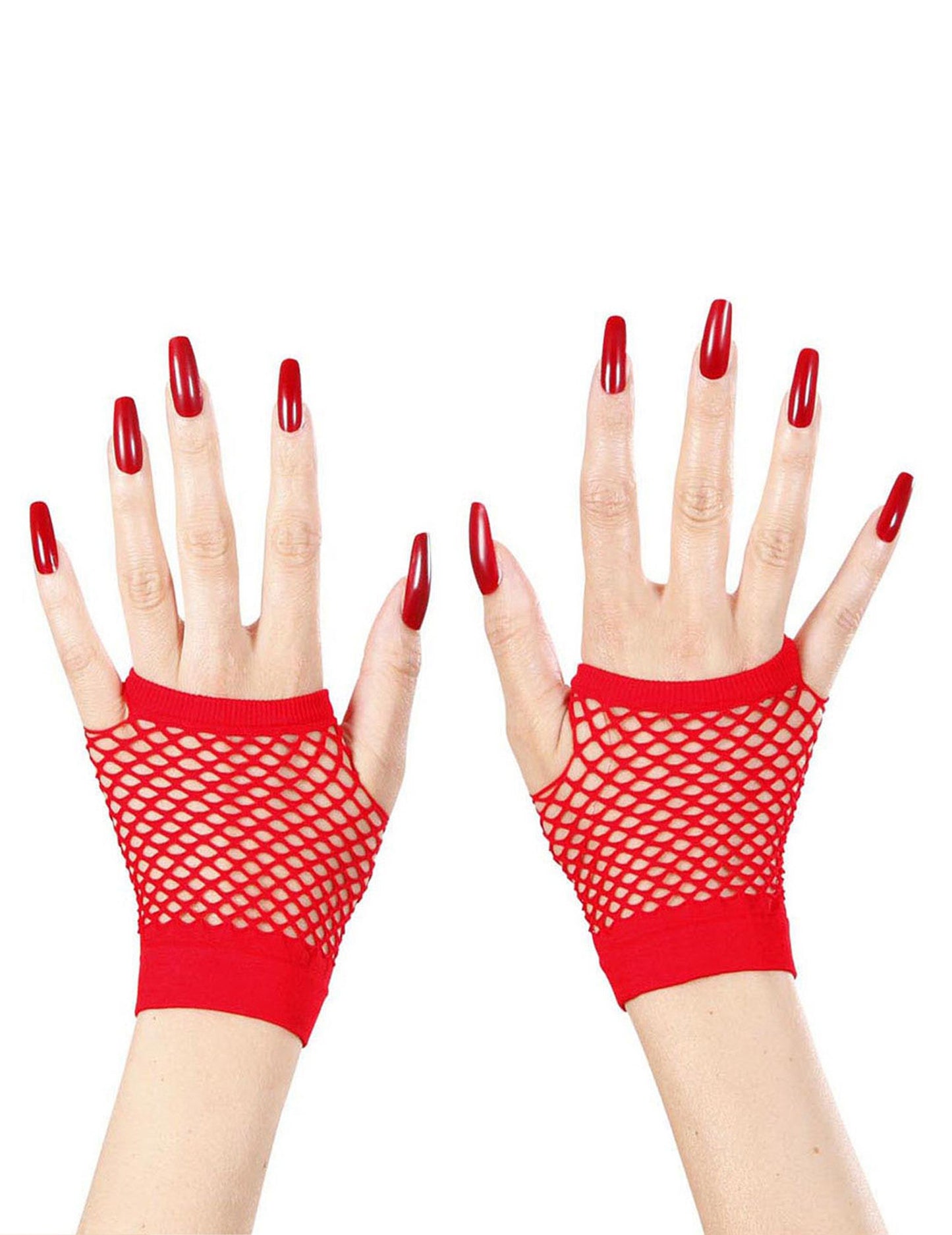 Krátké síťované palčáky pro dospělé červené barvy