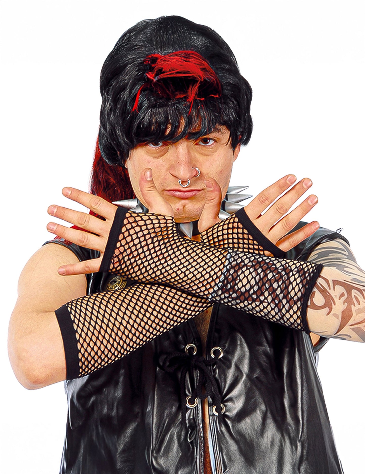 Dámské dlouhé černé síťované palčáky