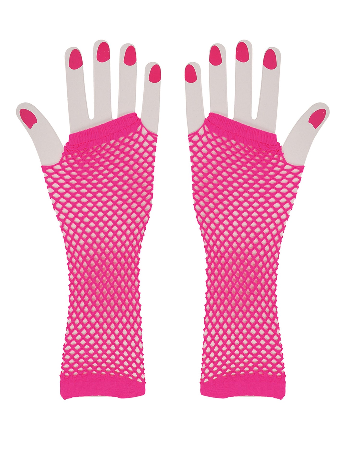 Pohled zepředu na pár dlouhých síťovaných rukavic pro ženy