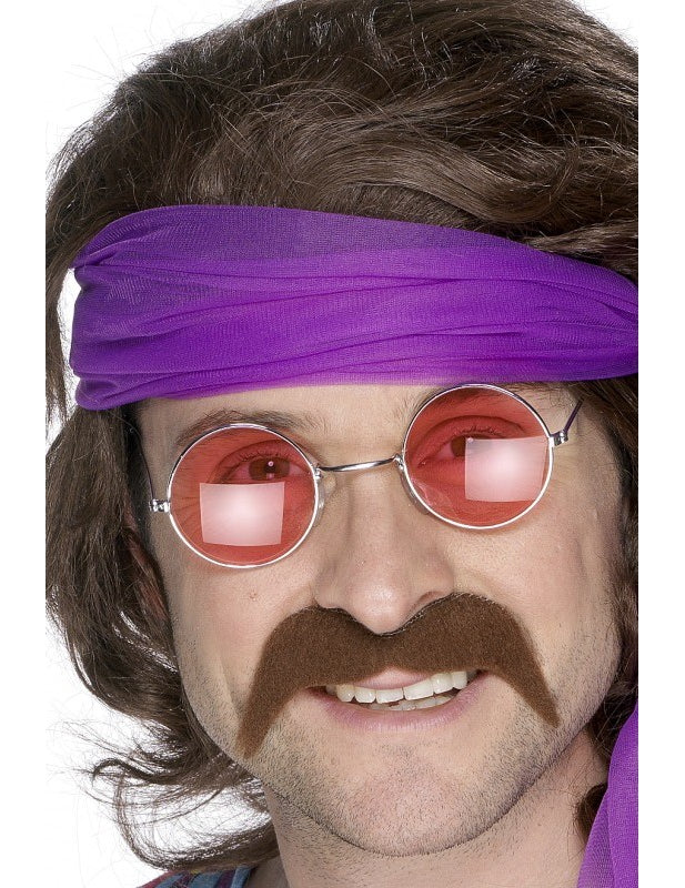 Hnědý knír pro dospělé ze 70. let