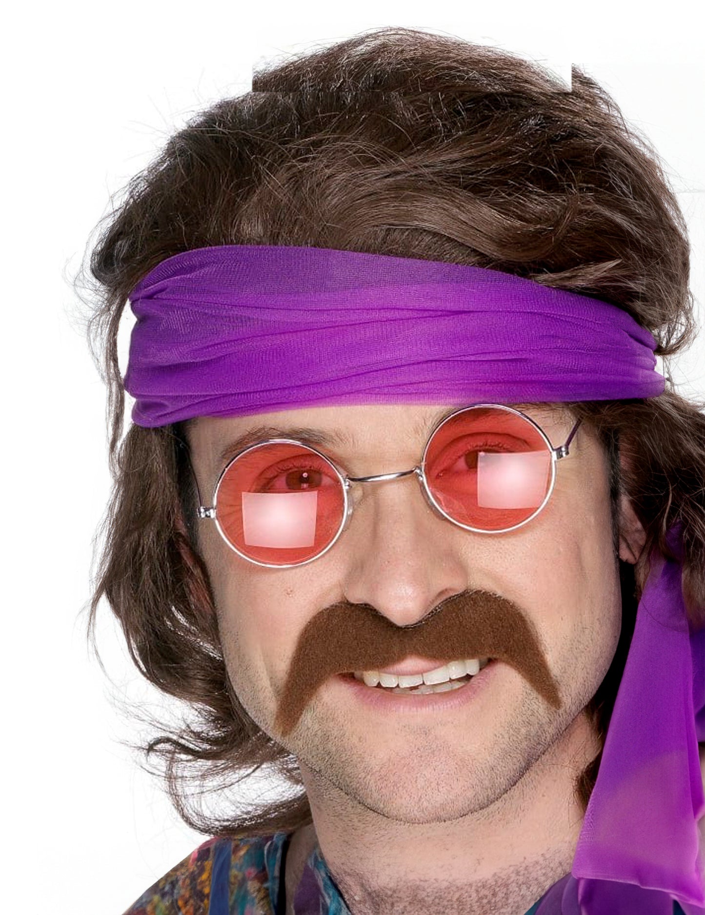 Hnědý knír pro dospělé ze 70. let