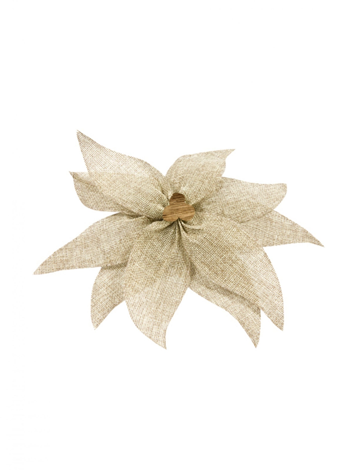 Plátěná mašle poinsettie s dřevěným korálkem 20 cm, dekorace na stůl