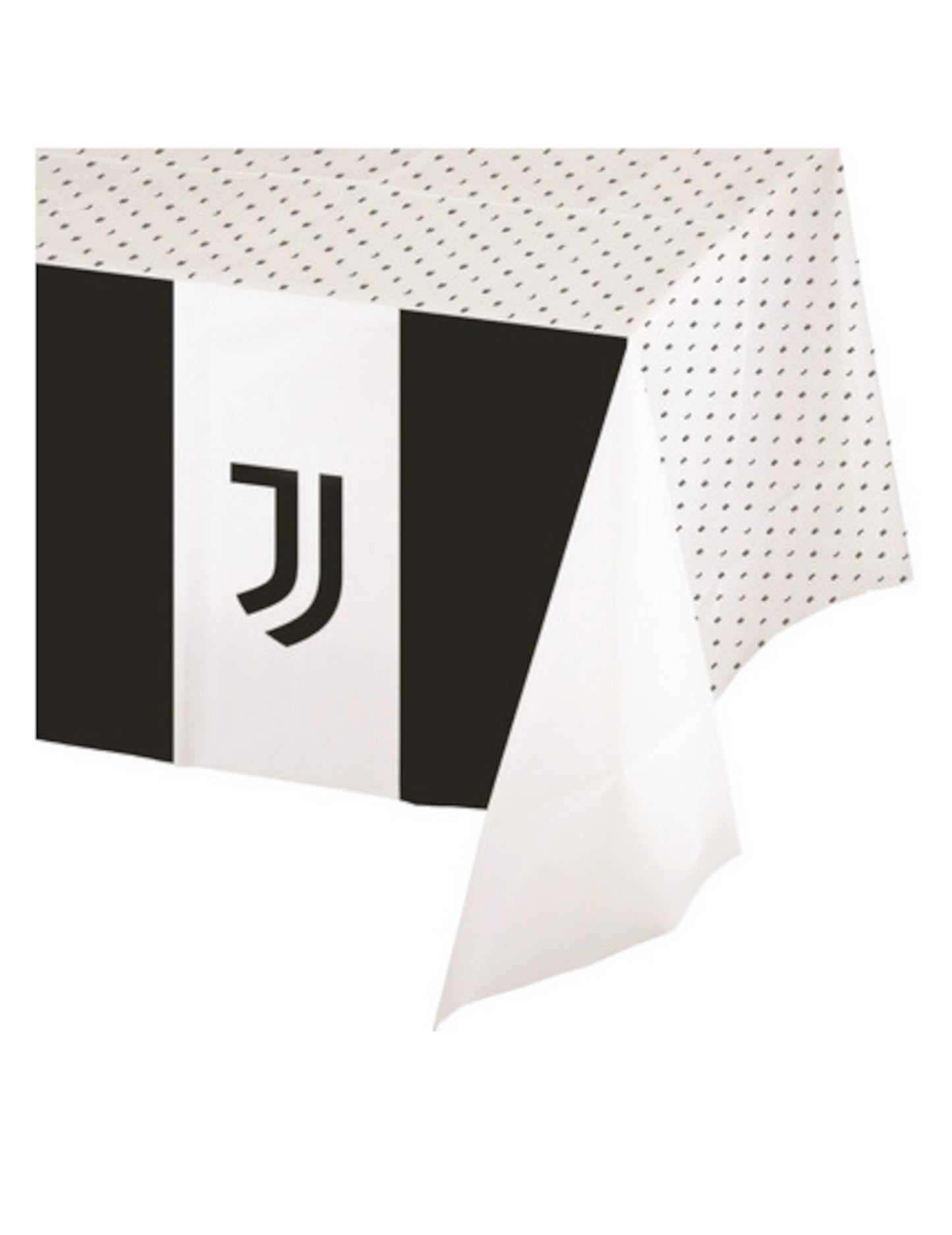 Nappe en papier Juventus noire et blanche avec logo et motifs à pois