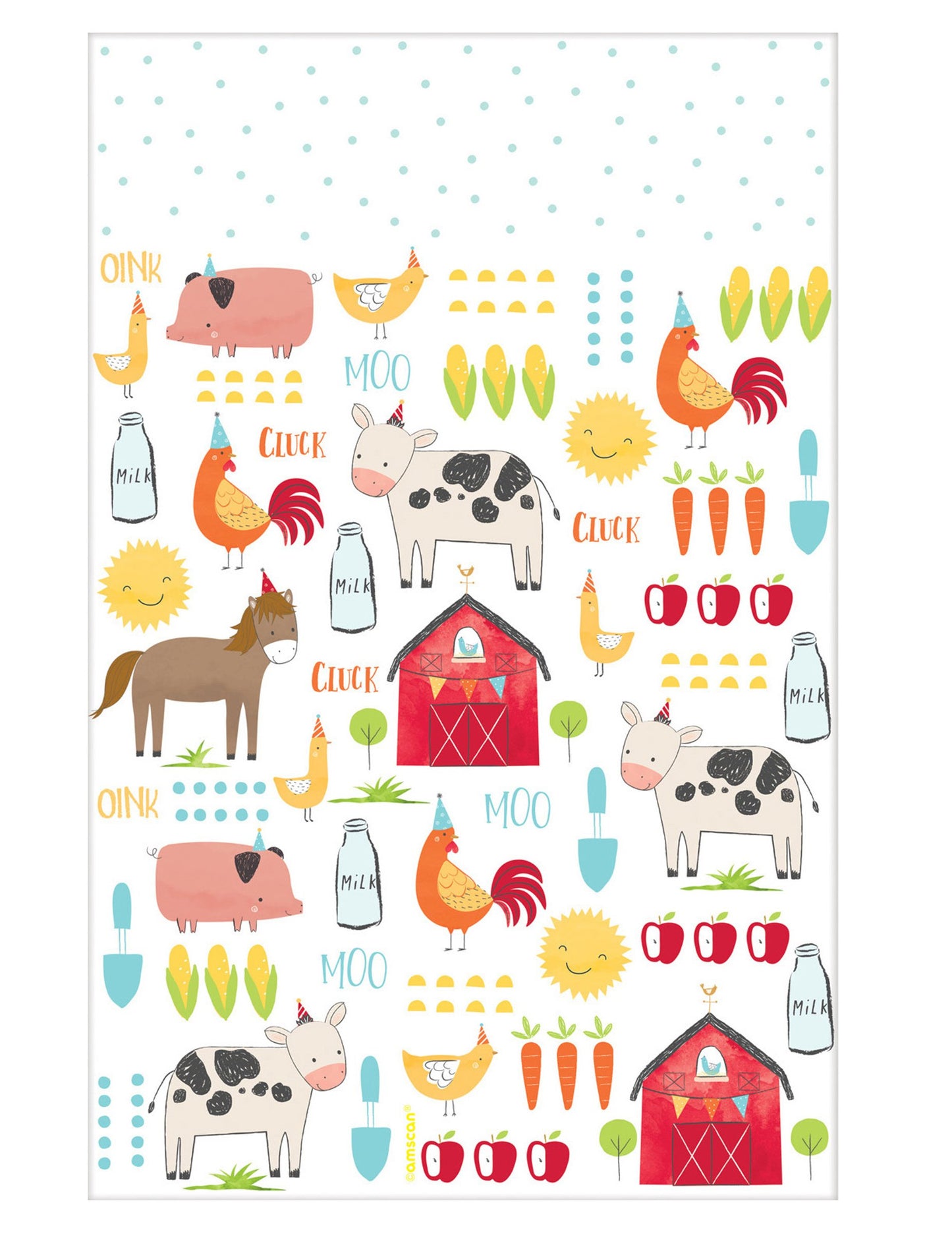 Plastový ubrus na farmě 259 x 137 cm zvířecí výzdoba