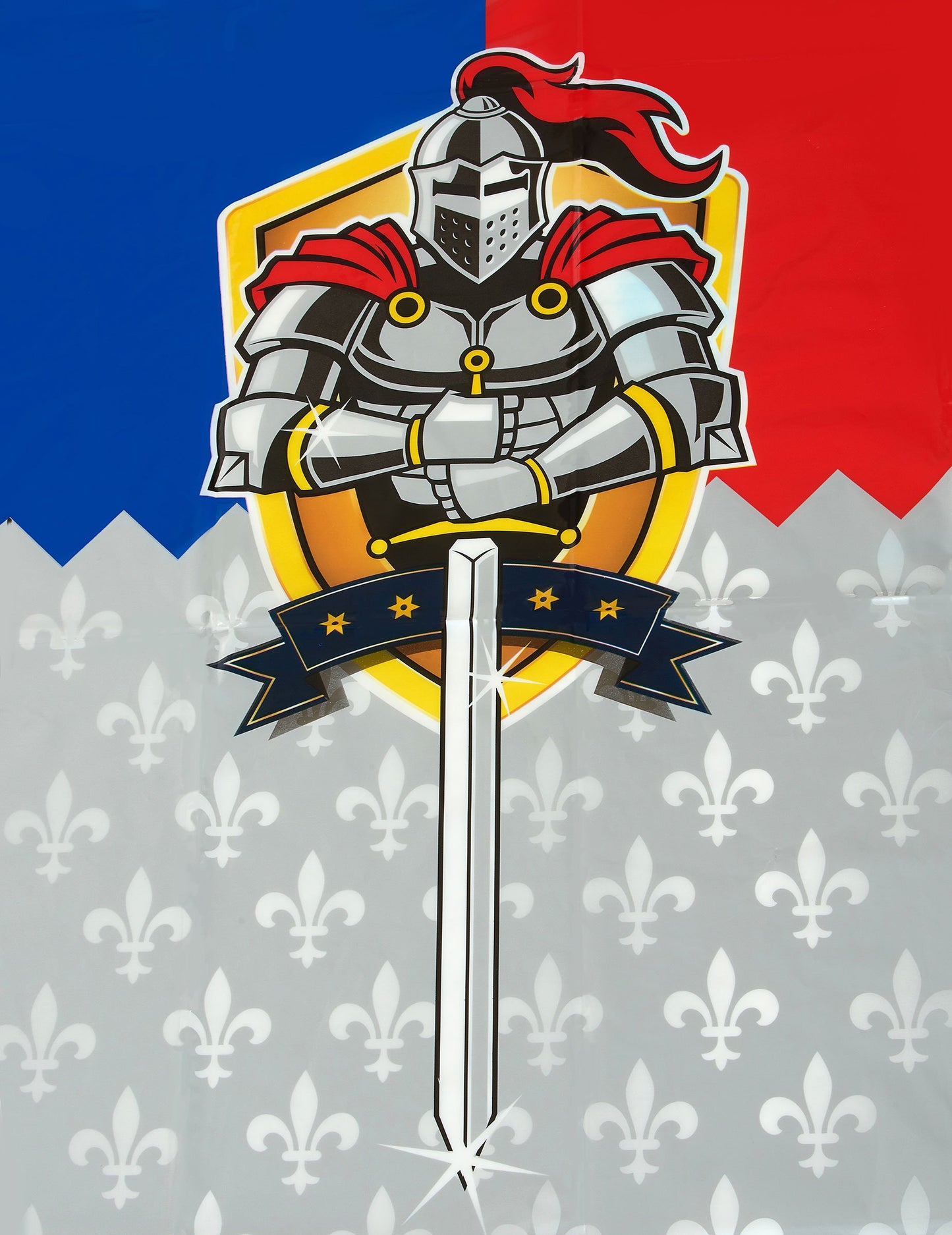Gros plan sur l'illustration du chevalier de la nappe en plastique Chevaliers