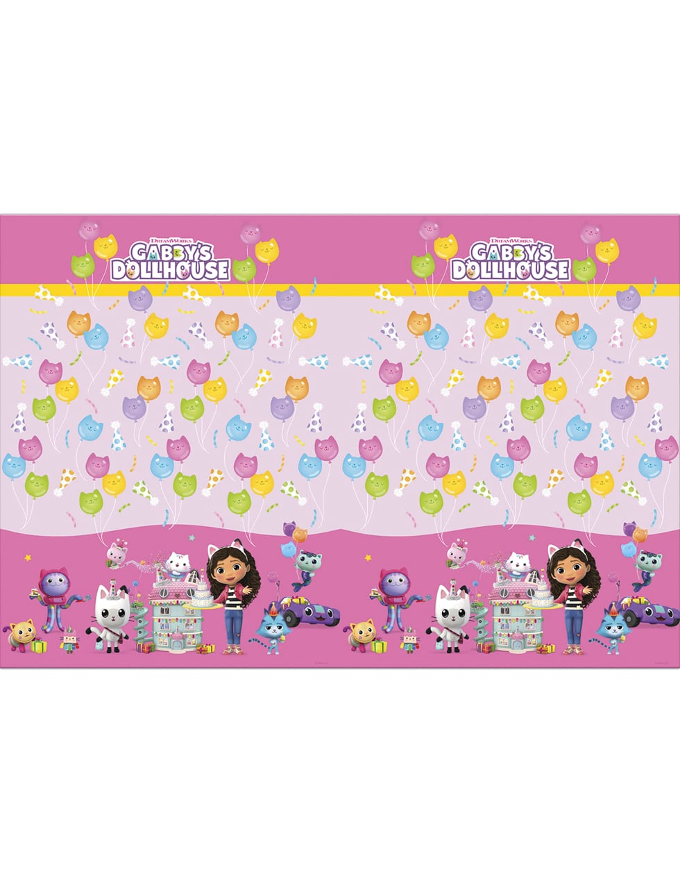Nappe Gabby et la maison magique pour enfant rose avec ballons et personnages