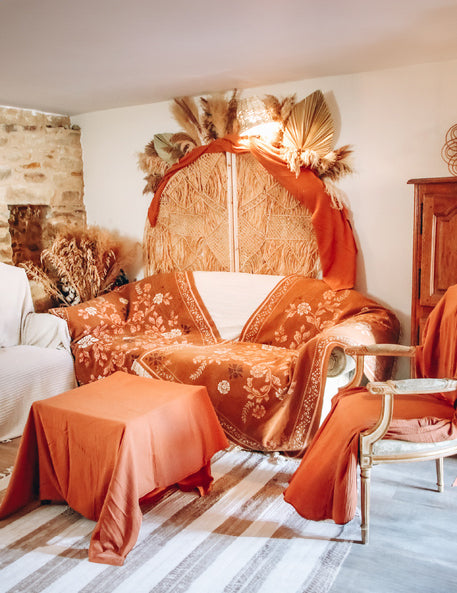 Terakotový ubrus z bavlněné gázy 130 x 240 cm