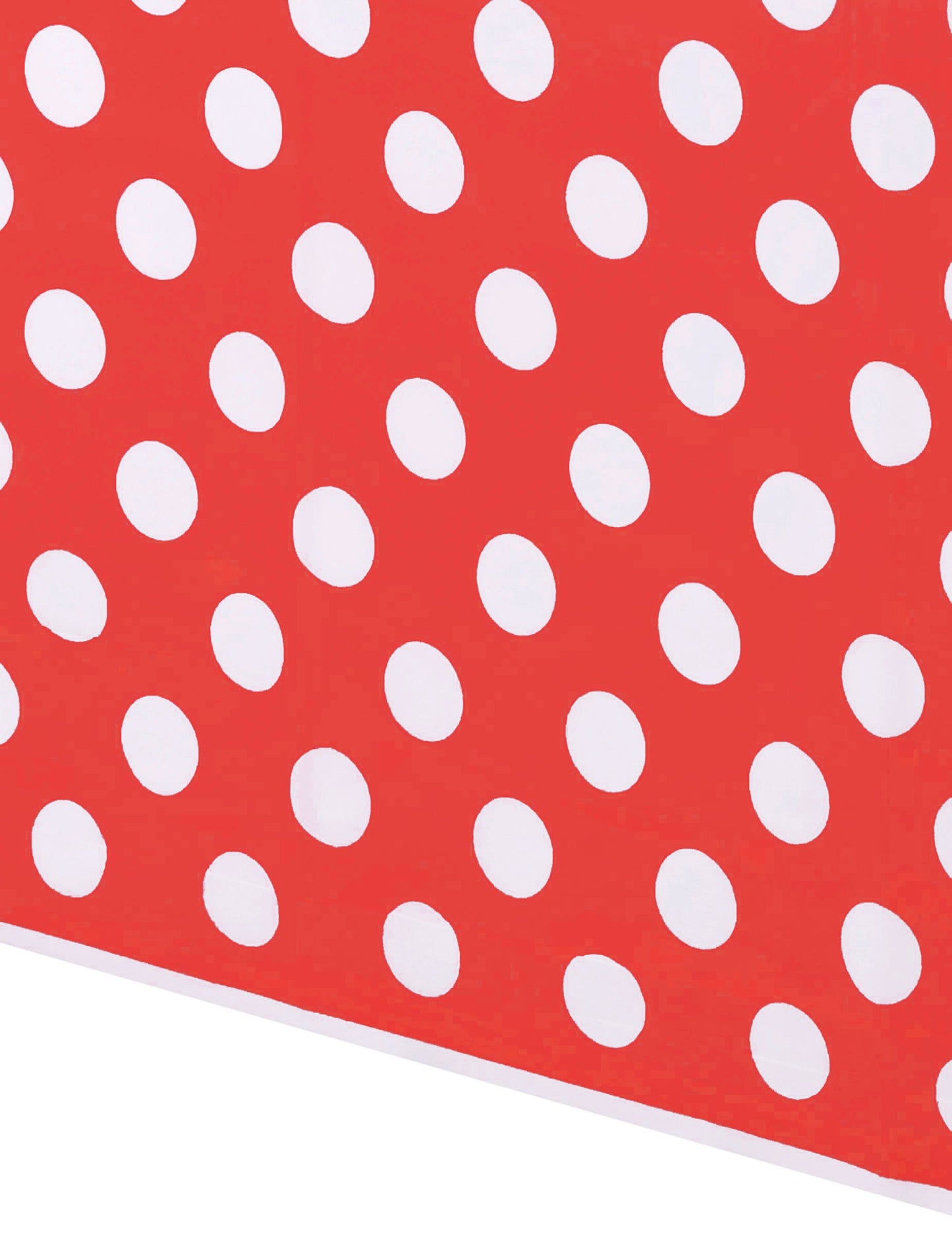 Červený ubrus s bílými puntíky, obdélníkový plast 137 x 274 cm