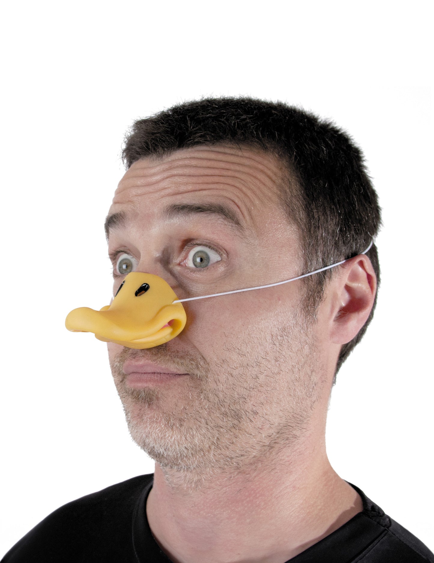 Profilový pohled na žlutý kačací nos pro dospělé