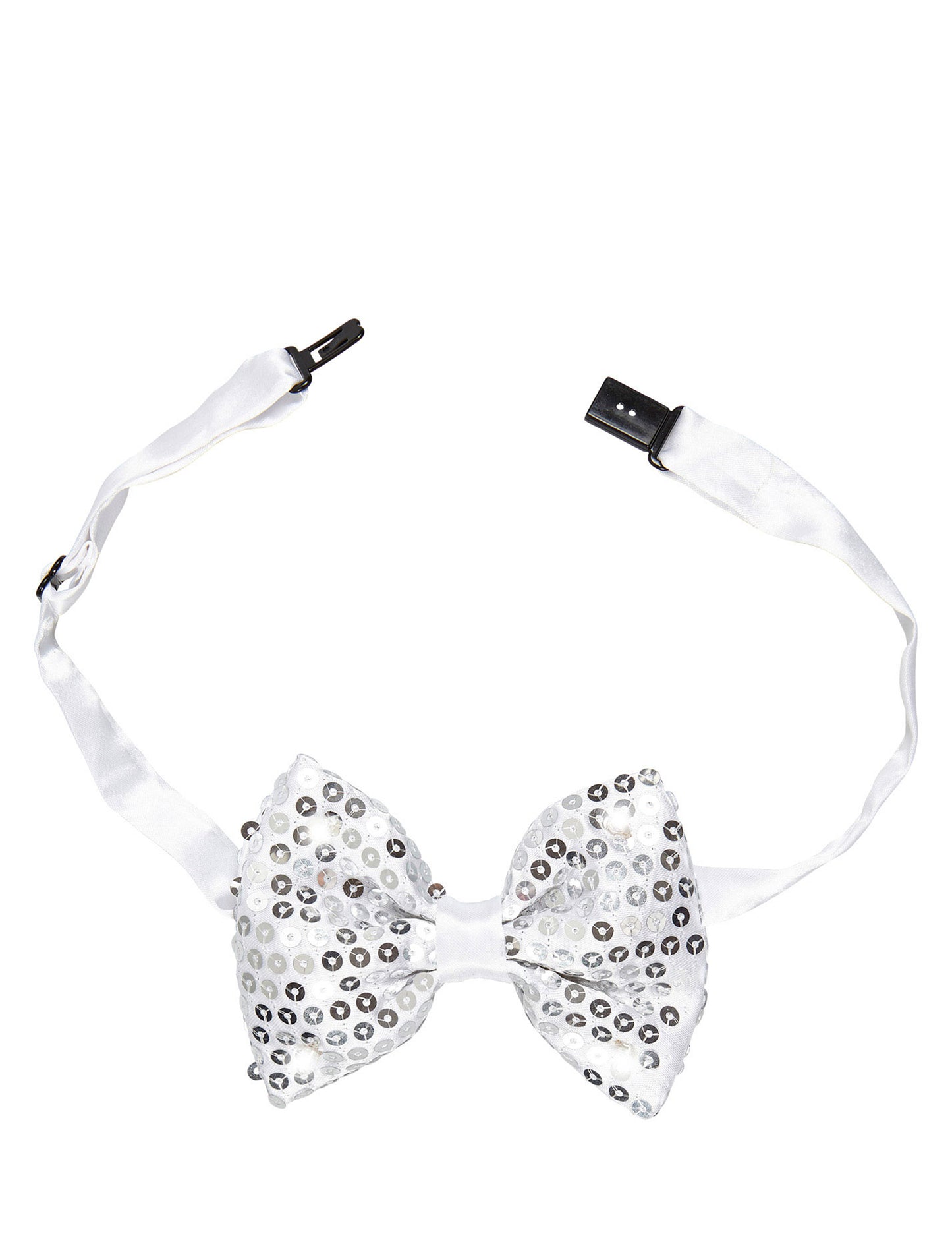 Stříbrný motýlek s flitry a blikajícími LED diodami pro dospělé