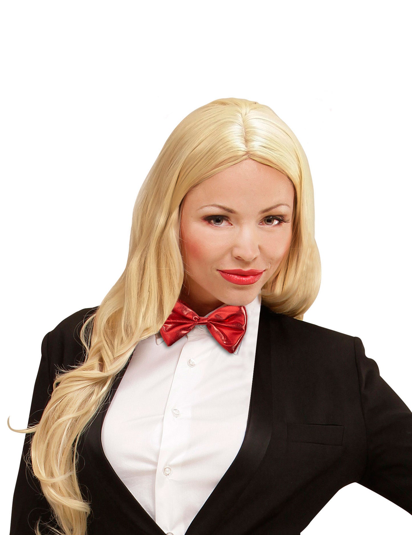 Červený metalický motýlek pro dospělé