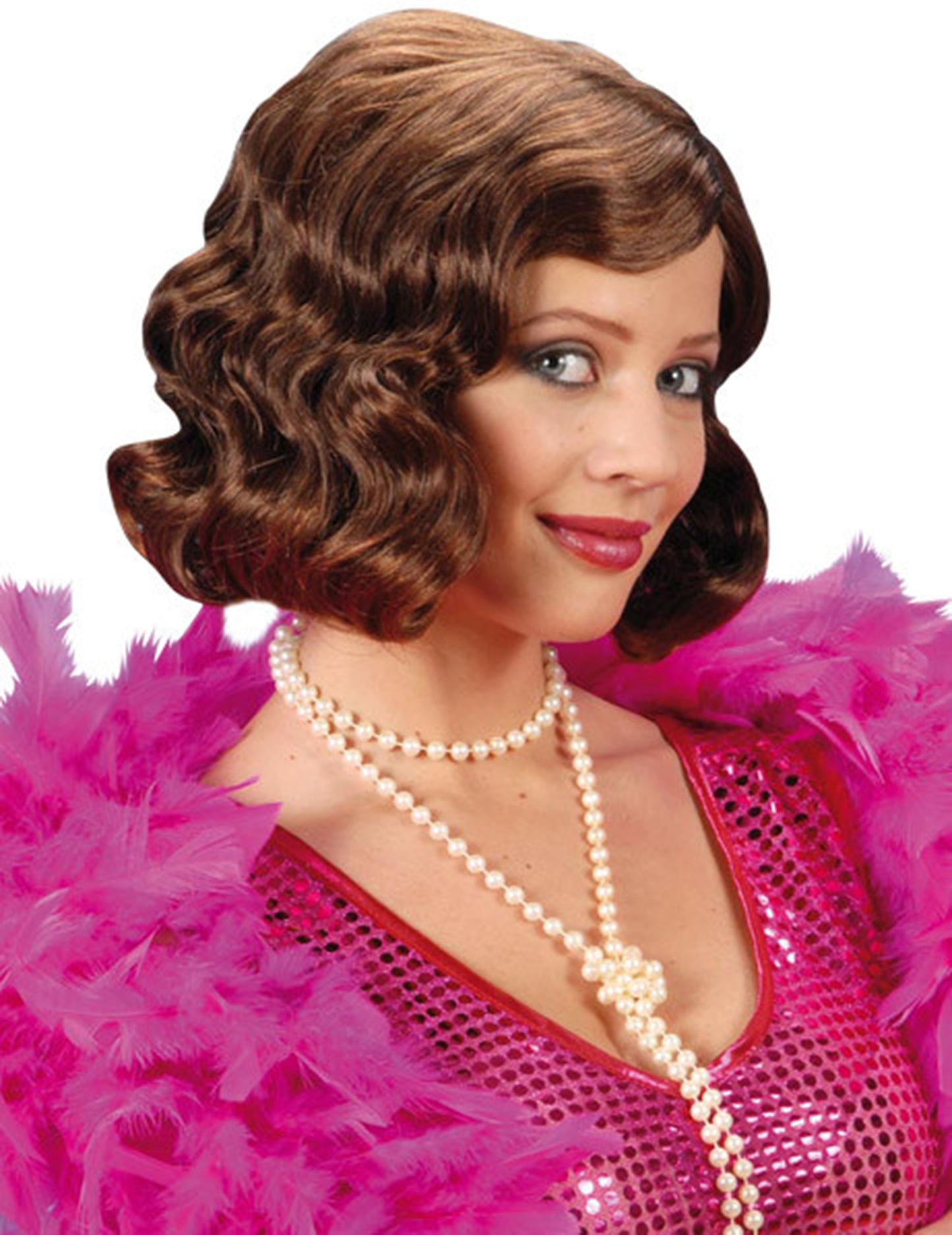 Kudrnatá hnědá paruka z 20. let