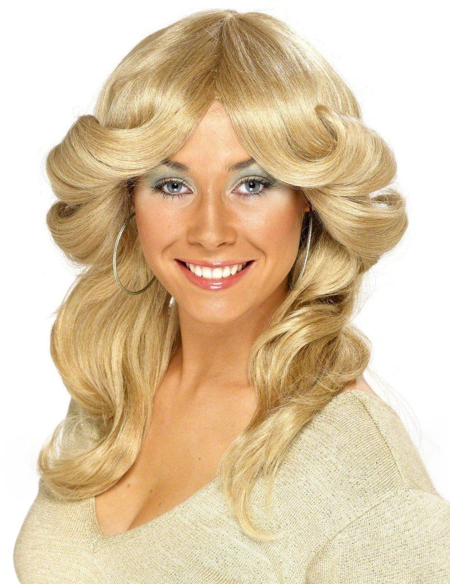 Dámská blond paruka ve stylu 70. let