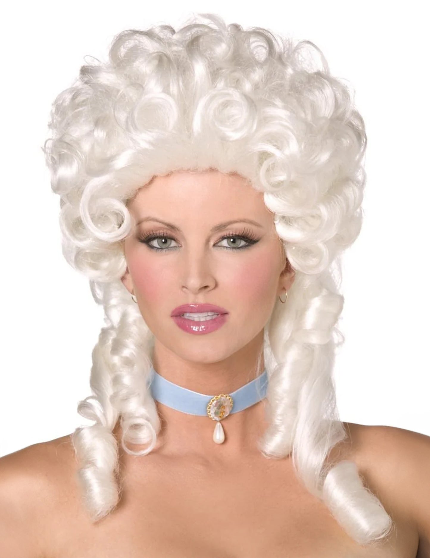Barokní kudrnatá paruka pro bílou ženu