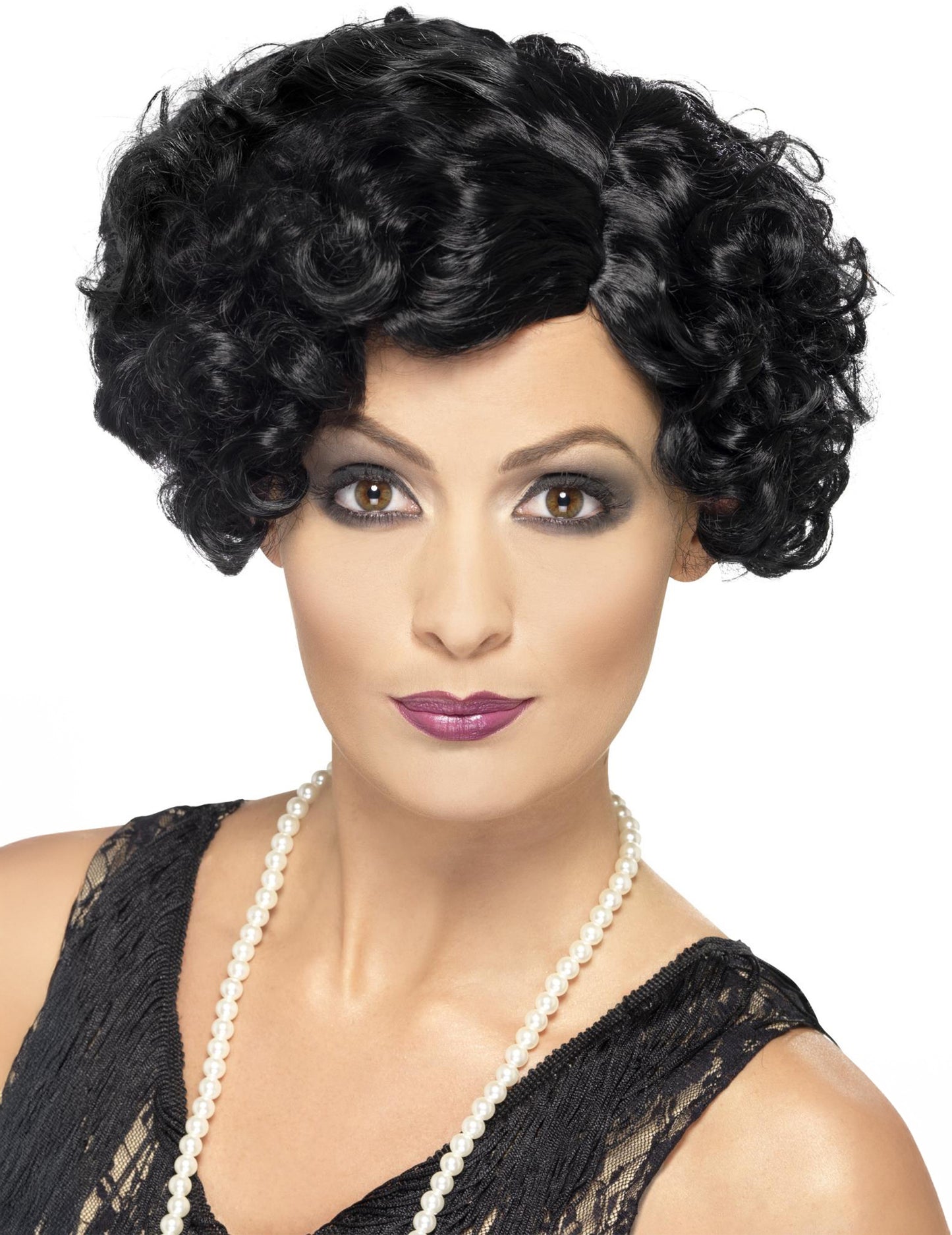 Černá vlnitá kabaretní paruka pro ženy