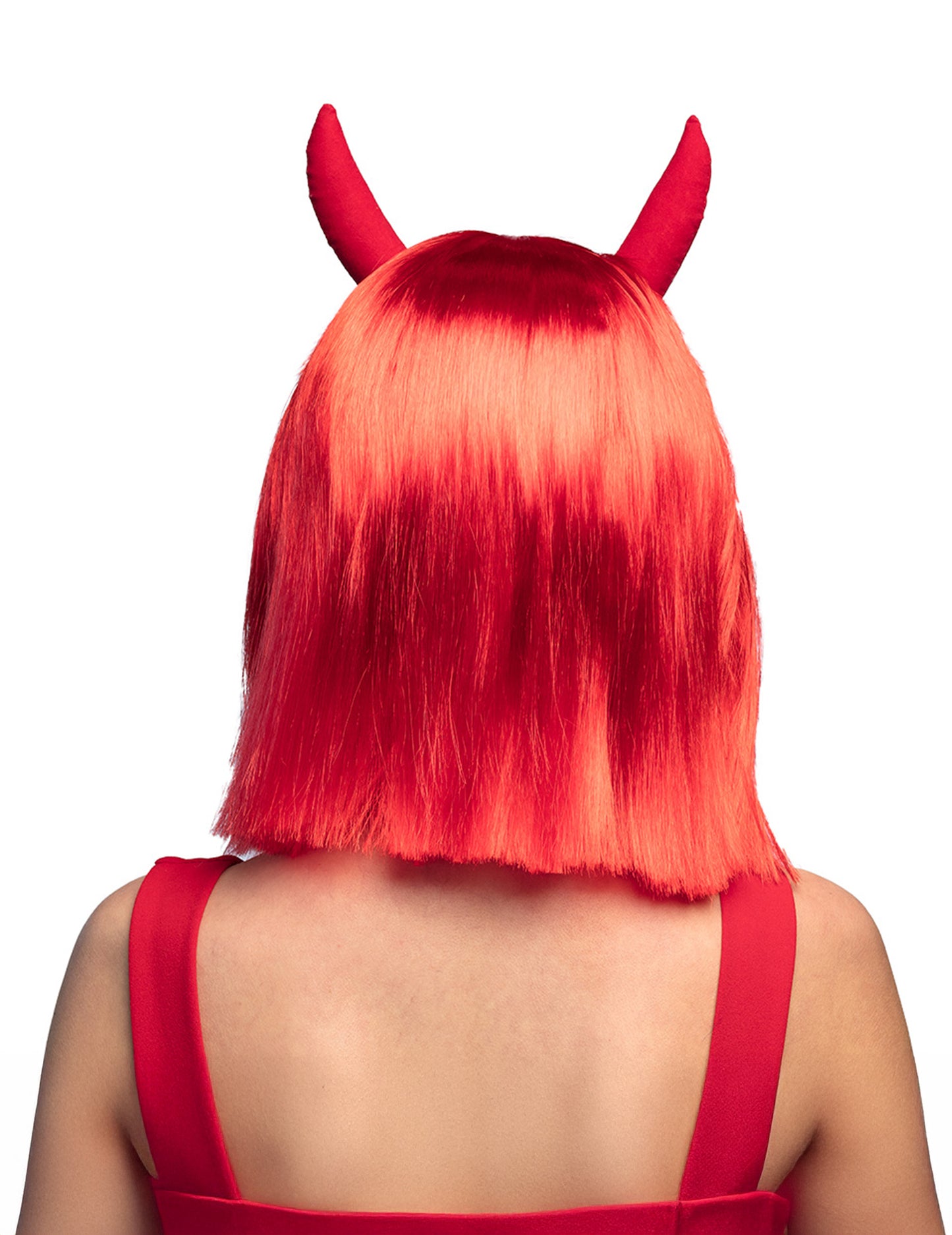 Paruka pro dospělé čtvercové postavy s ďábelskými rohy