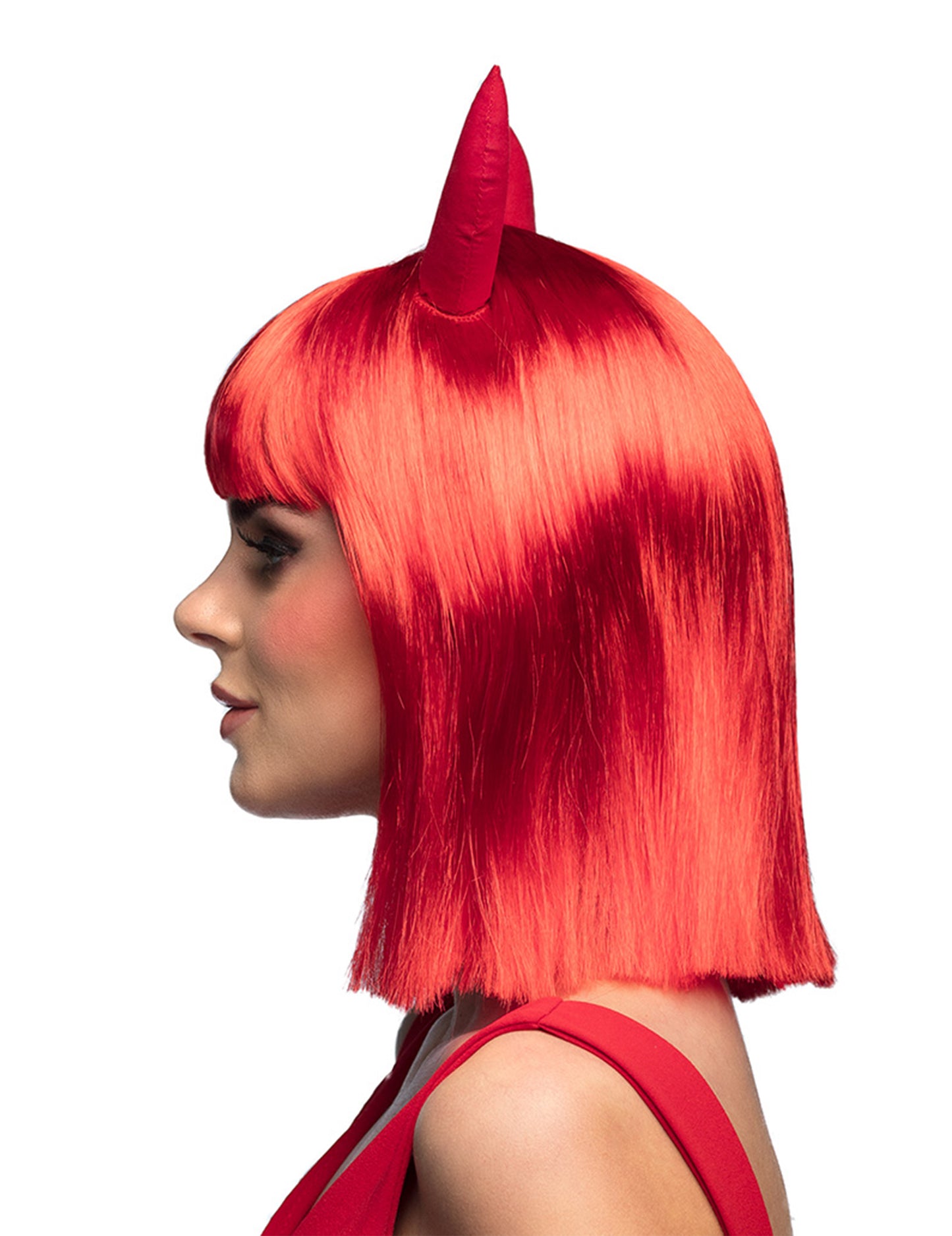 Paruka pro dospělé čtvercové postavy s ďábelskými rohy