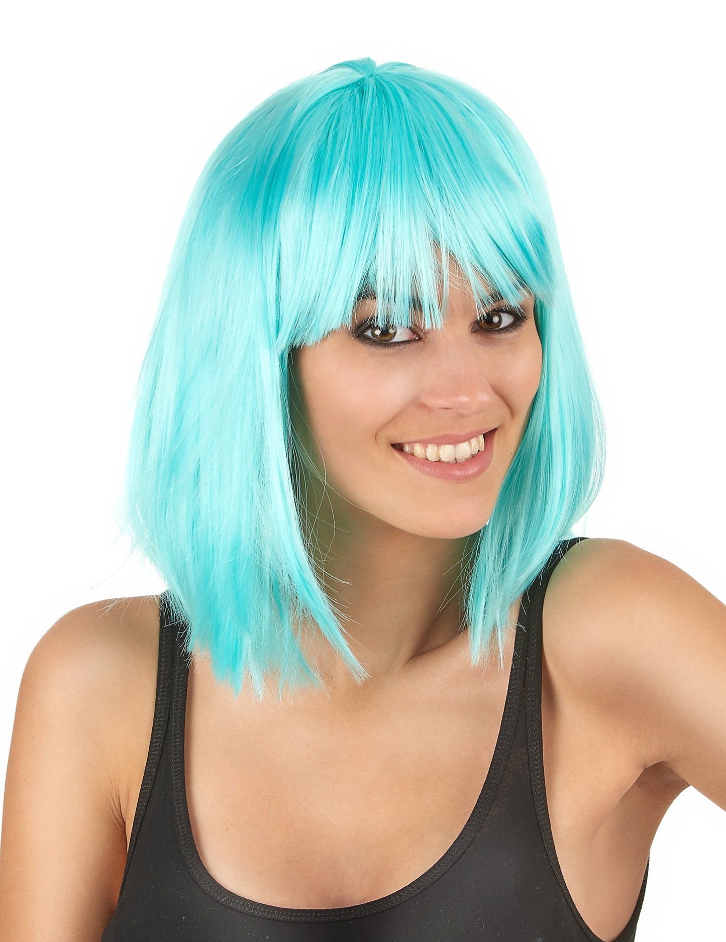 Dámská nebesky modrá paruka mikádo střední délky