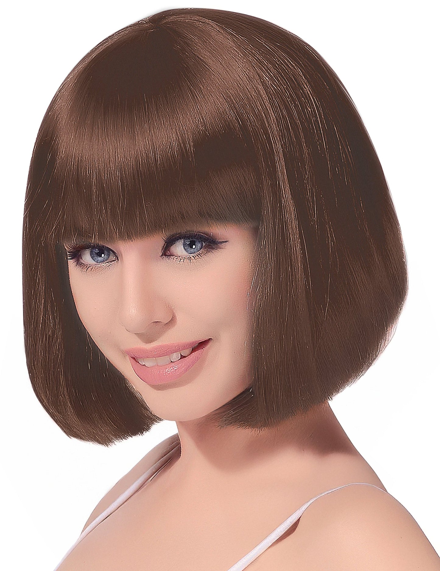 Dámská středně dlouhá hnědá bob paruka