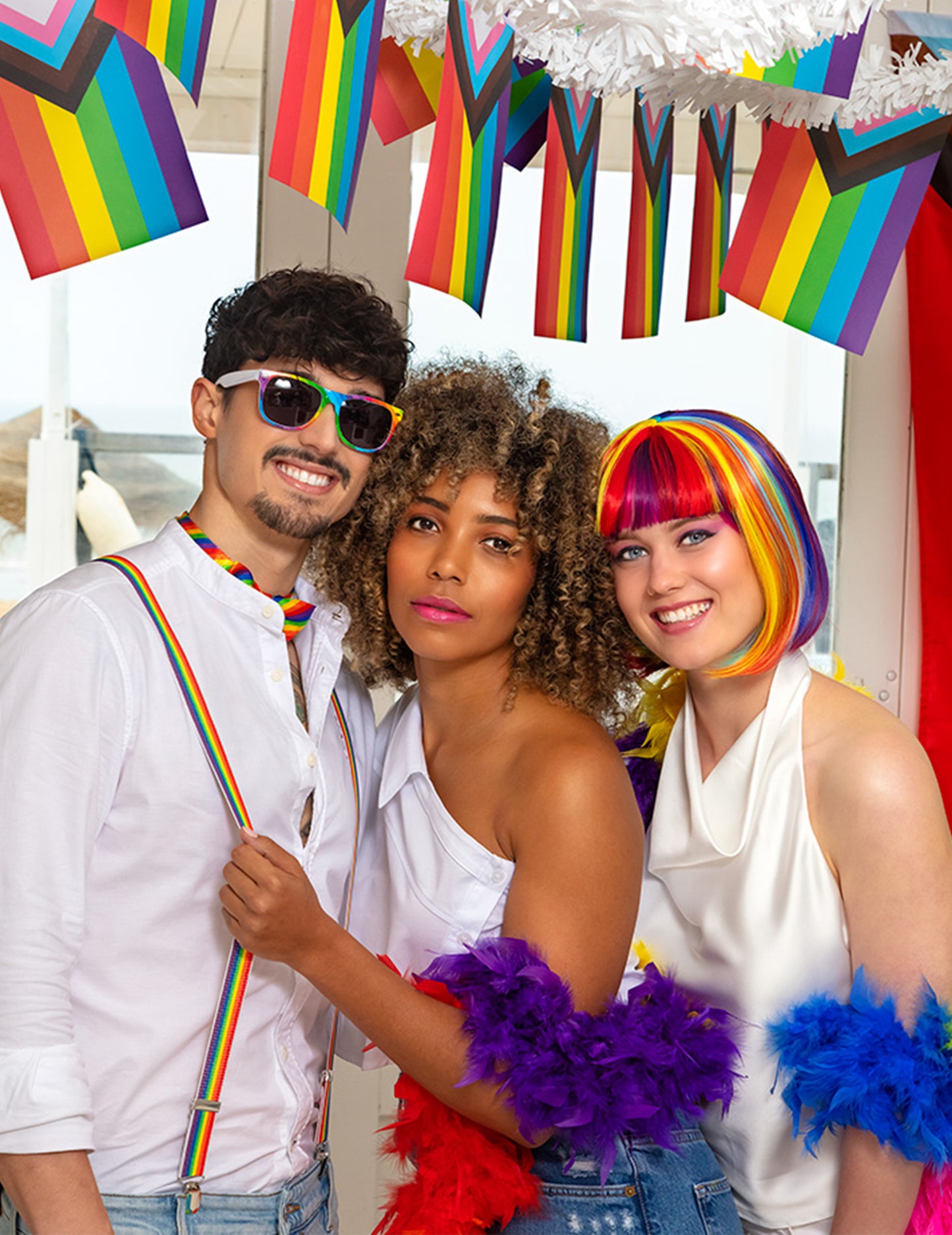 Dlouhá mikádo paruka s vícebarevnými melírmi